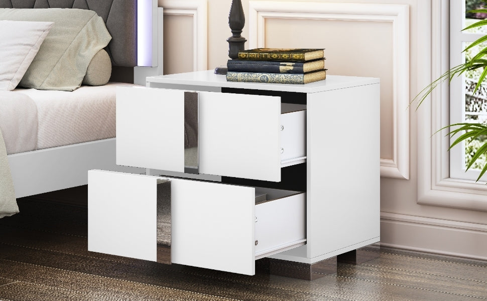 Nøordka Light Nightstand Default 23" White Nightstand with Metal Handling & 2 Drawers