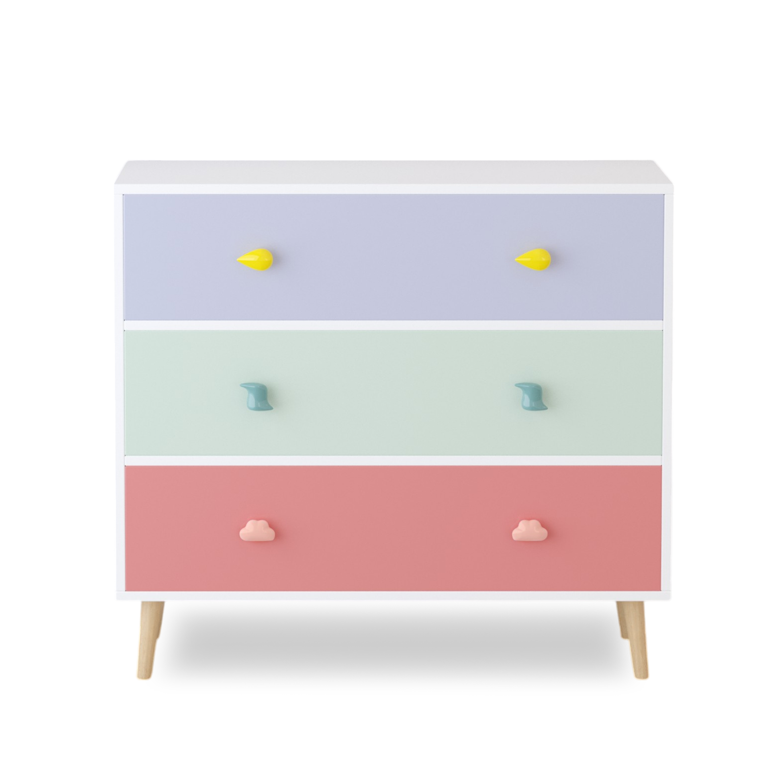 Nøordka Light Nightstand Default 32" Colorful Kids 3 Drawer Dresser & Nightstand
