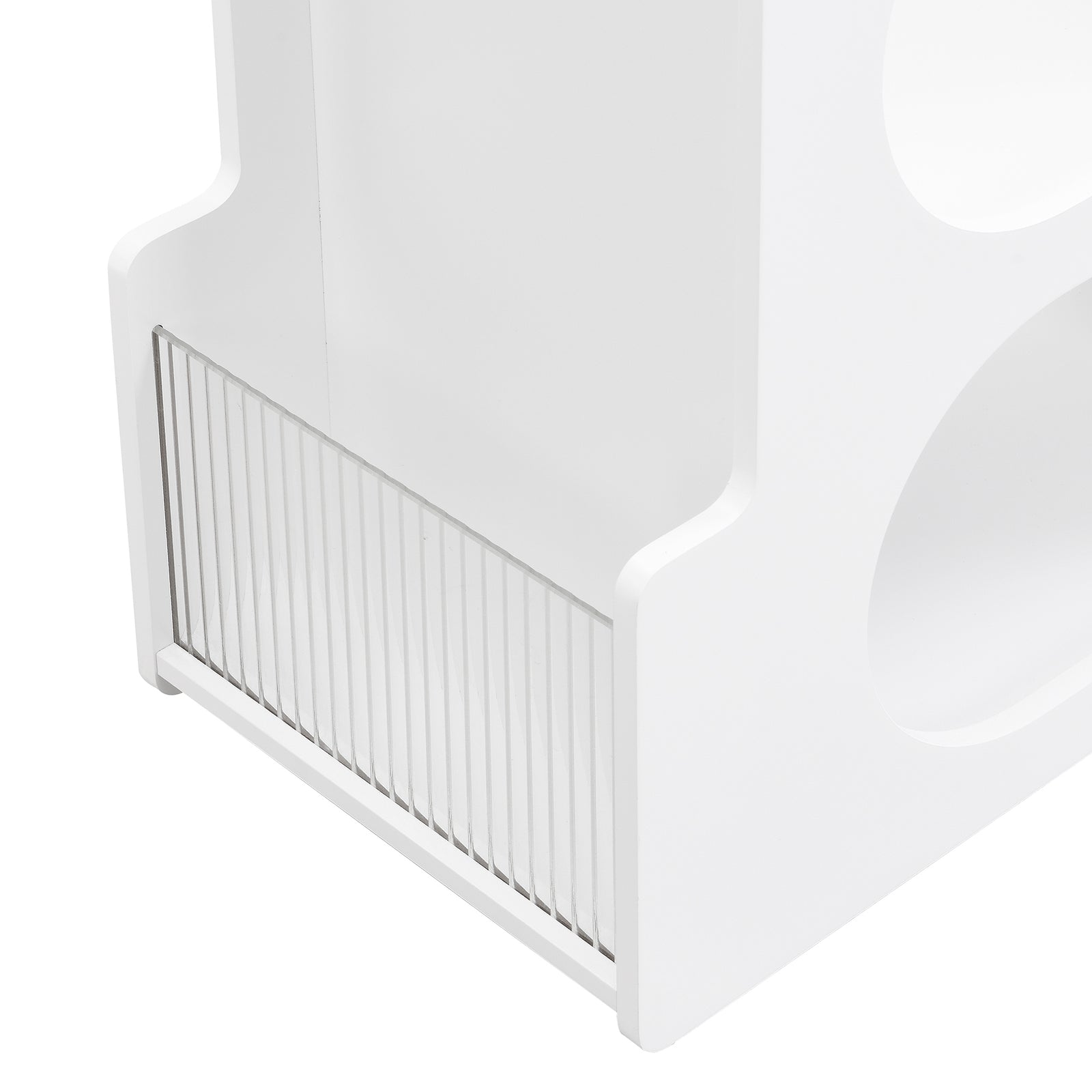 Nøordka Light Nightstand Default 32" White Mobile End Table with Locking Wheels & Fluted Glass