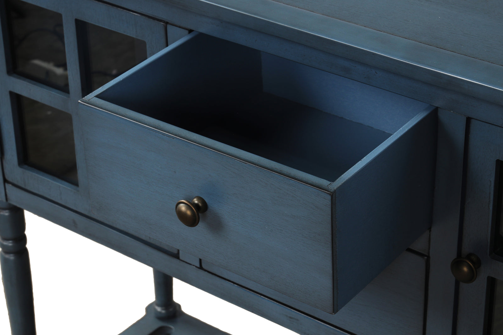 Nøordka Light Nightstand Default 42" Farmhouse Navy Wood Glass Sideboard & Console Table