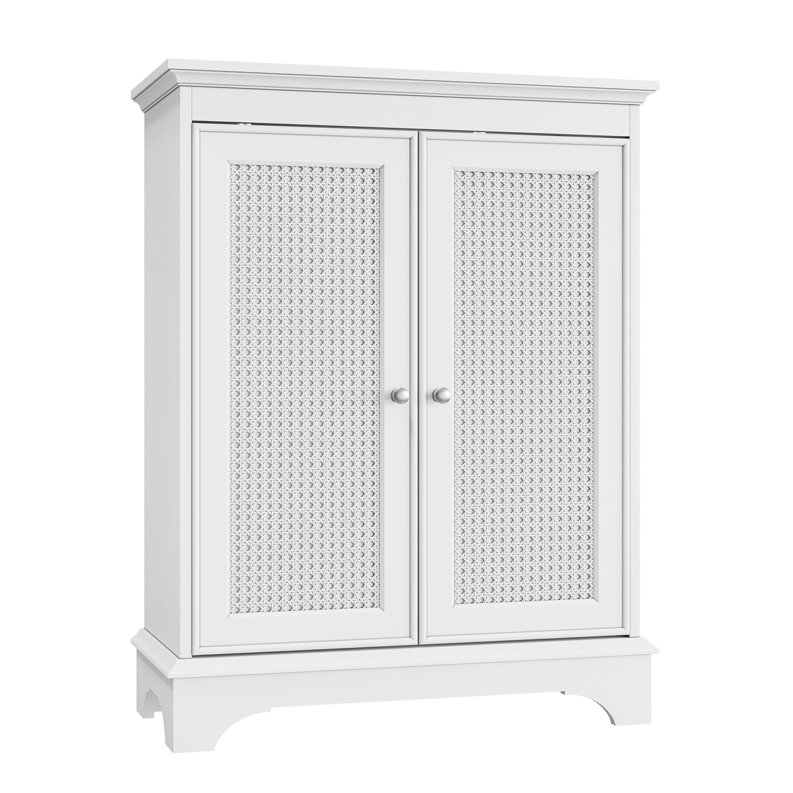 Nøordka Light Sideboard Default 27" White Rattan Storage Cabinet With Adjustable Shelving