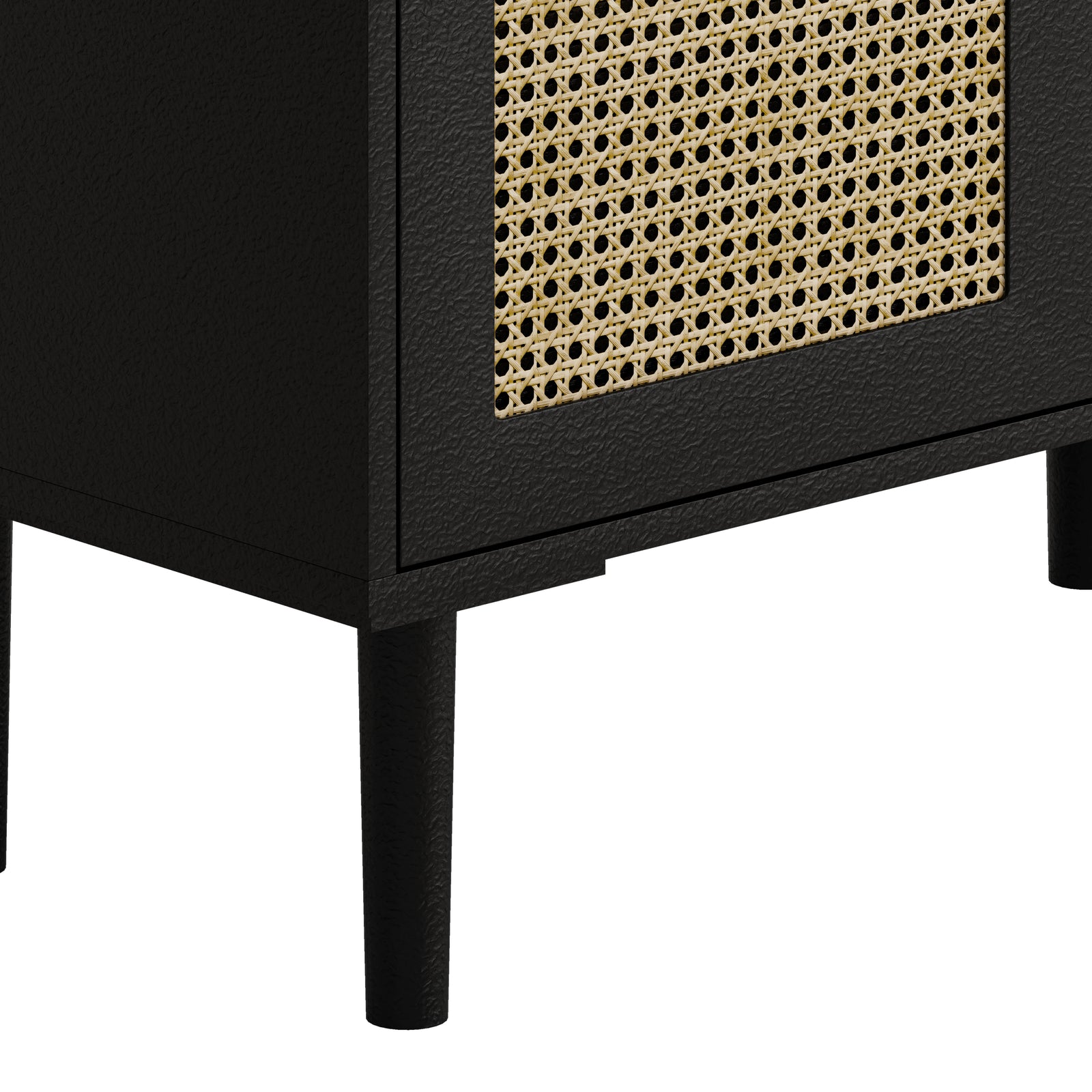 Nøordka Light Sideboard Default 32" Rattan Mesh Four Door Storage Cabinet with Dark Accents