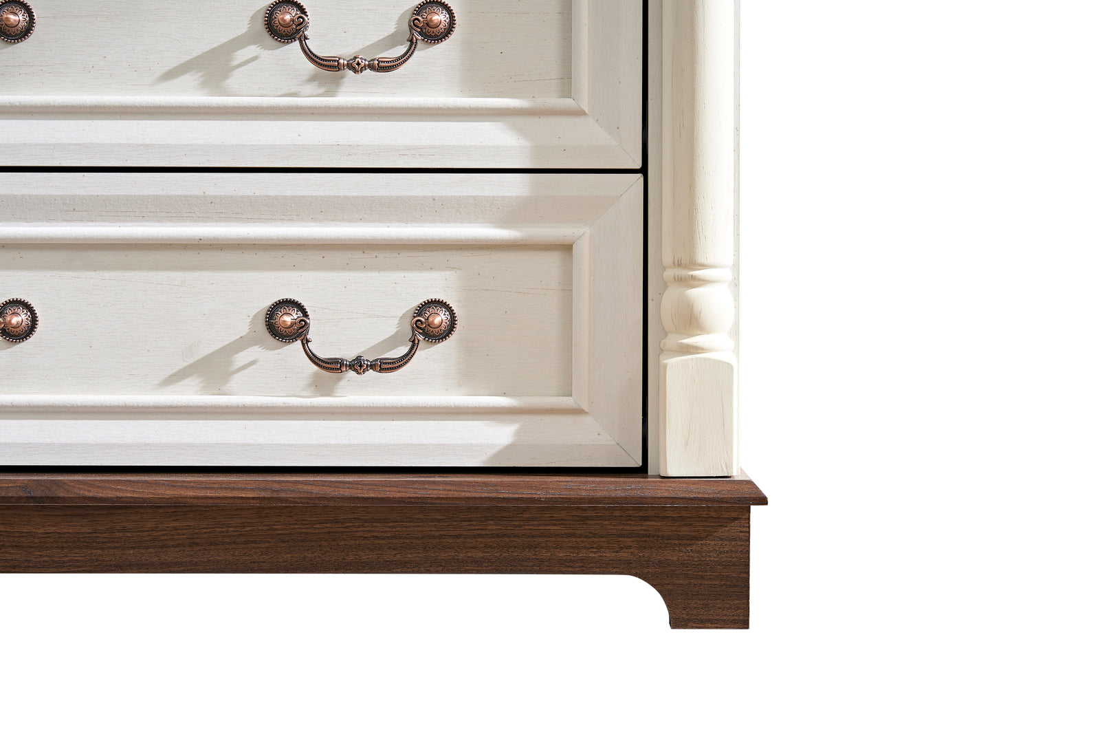Nøordka Light Sideboard Default 32" White Rustic 7 Drawer Wooden Dresser Chest in Walnut Finish