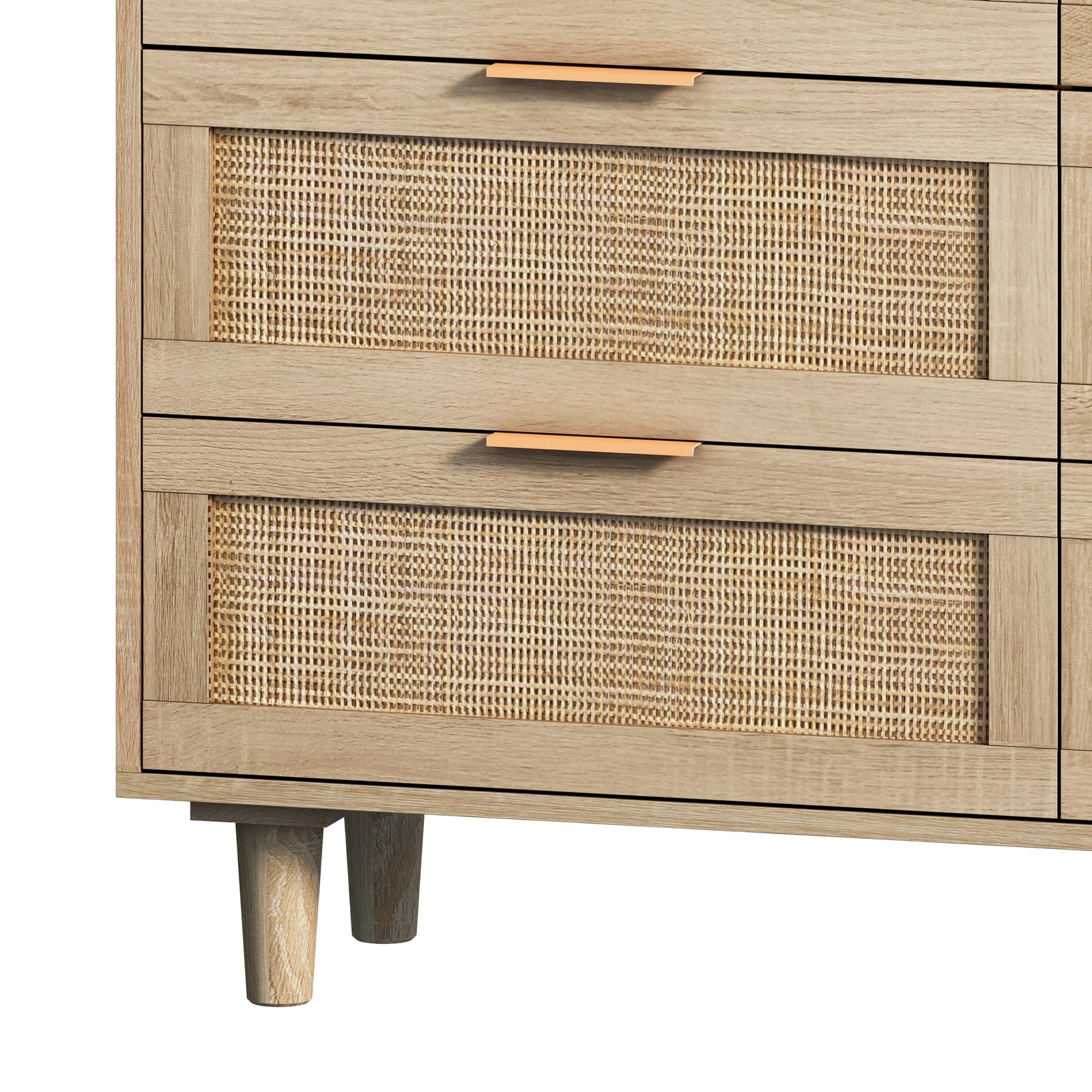 Nøordka Light Sideboard Default 44" Mid Century Modern Rattan 6-Drawer Cabinet in Neutral Tone