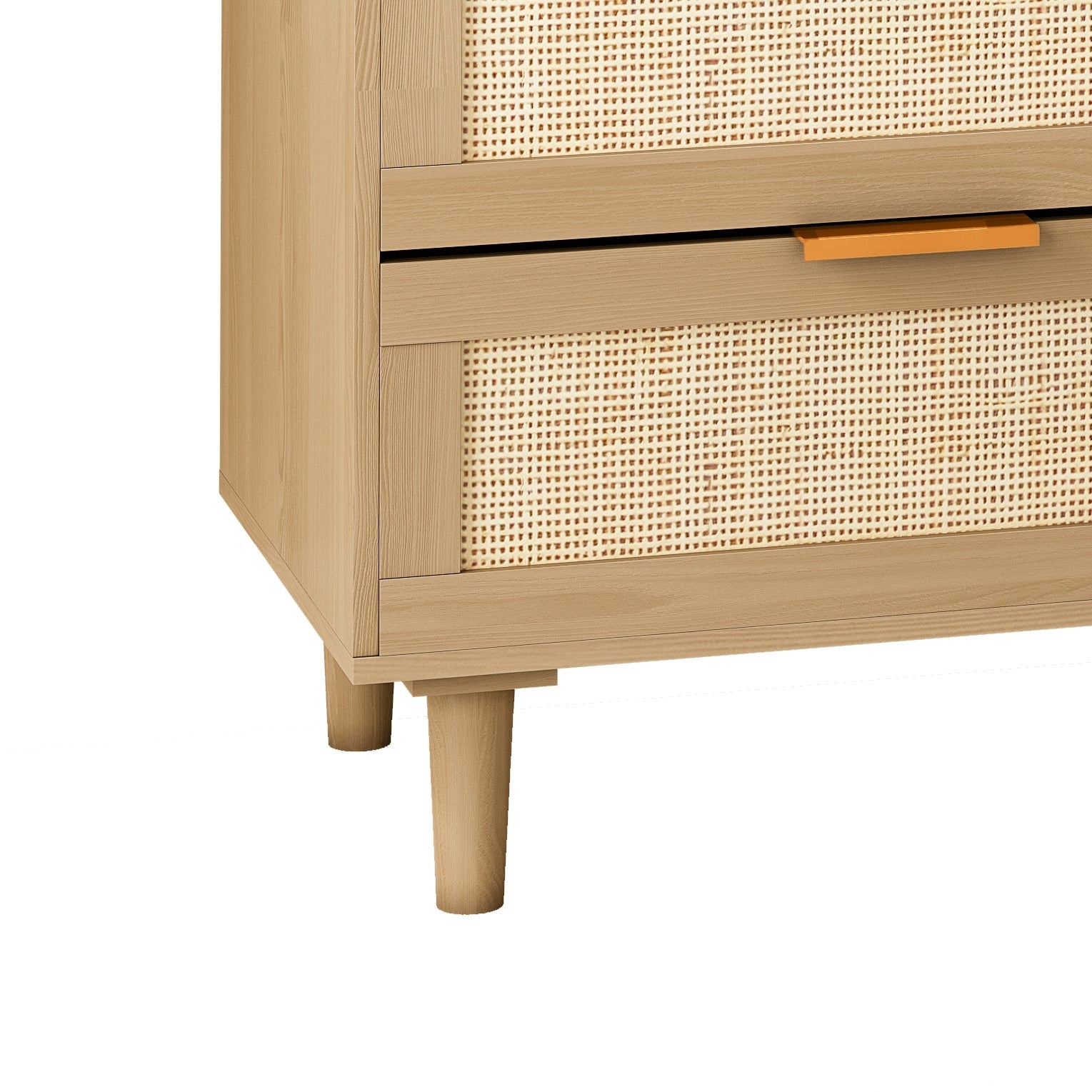 Nøordka Light Sideboard Default 44" Mid Century Modern Six Drawer Rattan Dresser