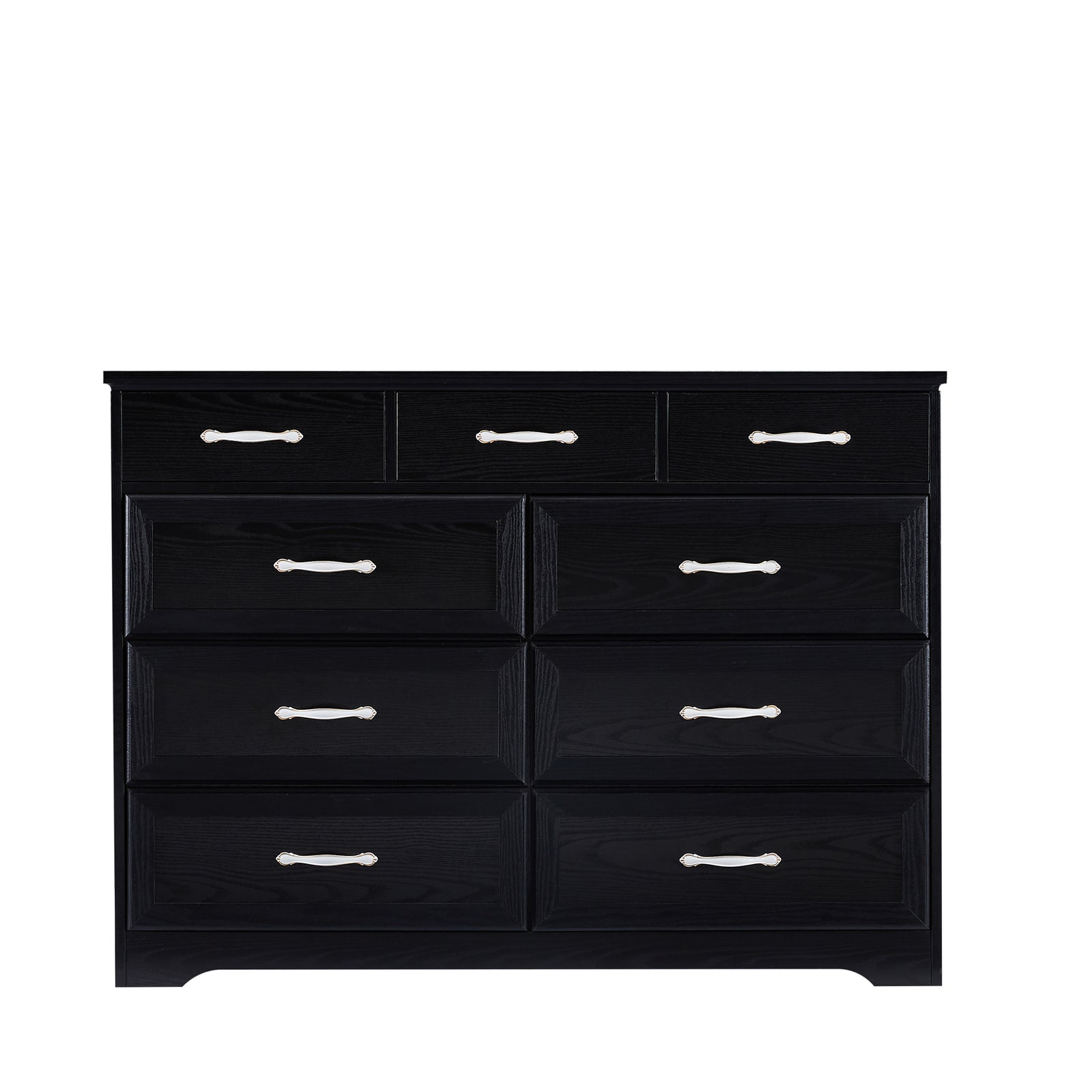 Nøordka Light Sideboard Default 50" Black Finish Rustic Wooden 9 Drawer Dresser