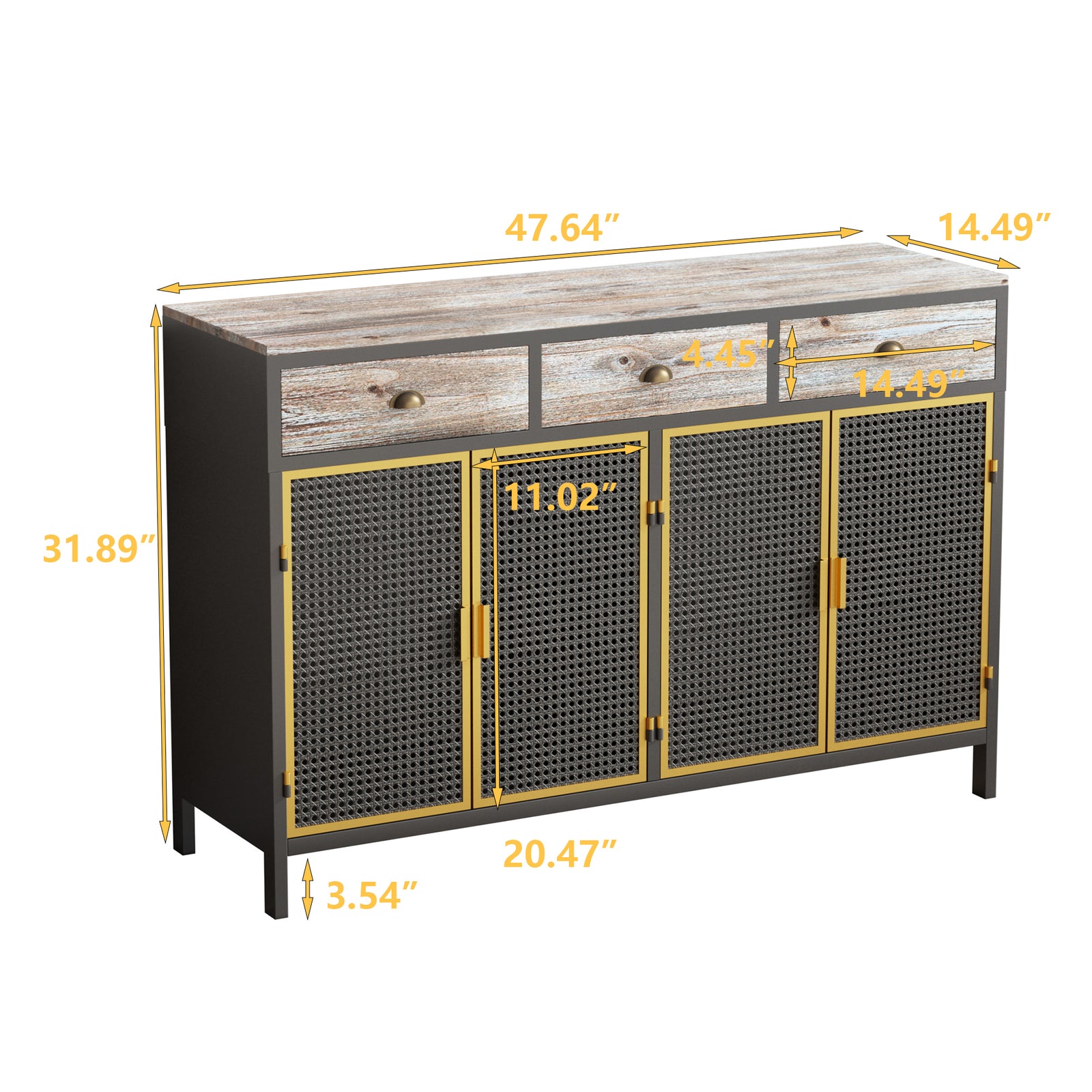 Nøordka Light Sideboard Default 50" Mid Century Modern Metal Sideboard with Durable Storage