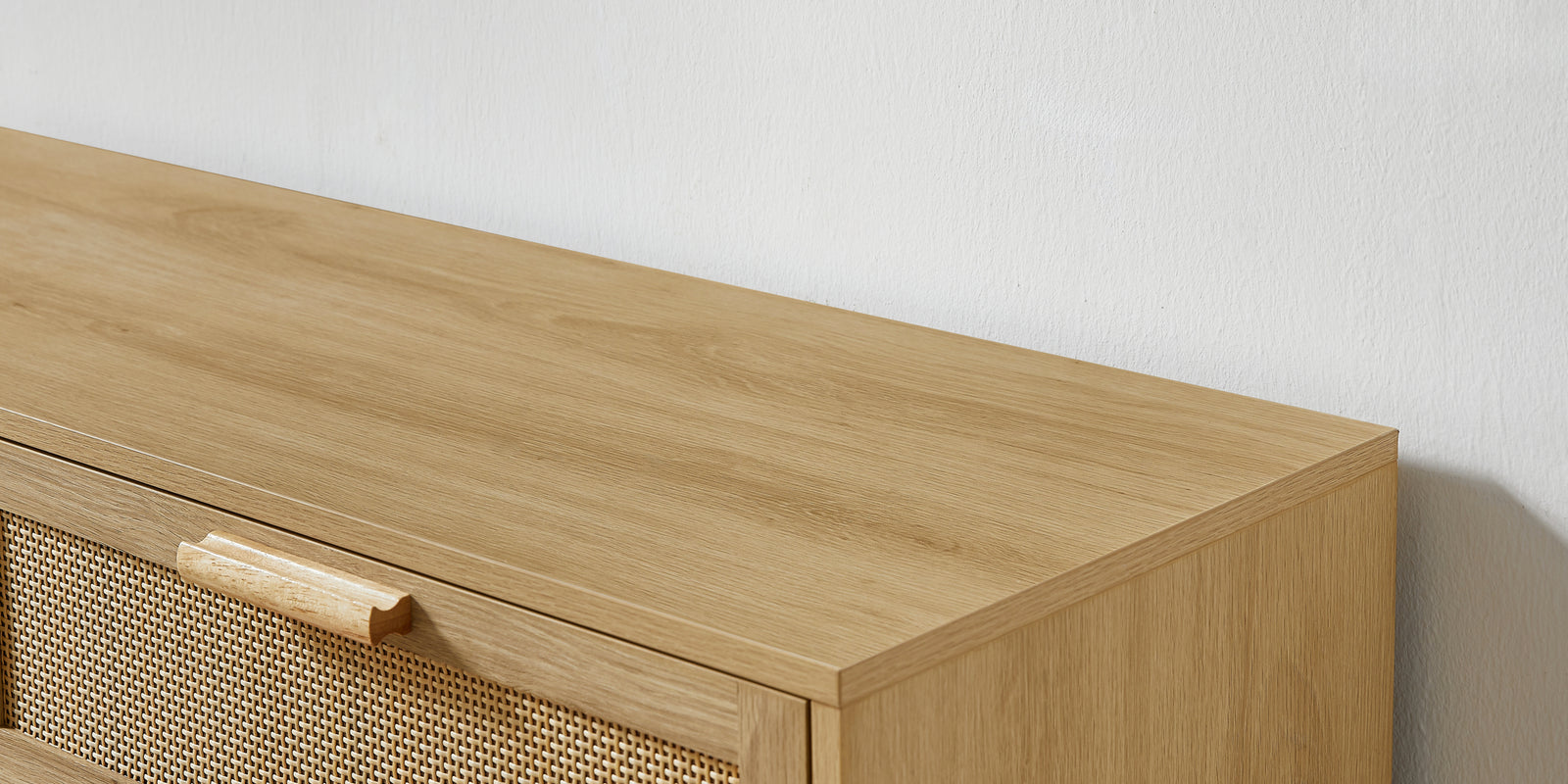 Nøordka Light Sideboard Default 50" Natural Wood Double Dresser with Rattan Drawers