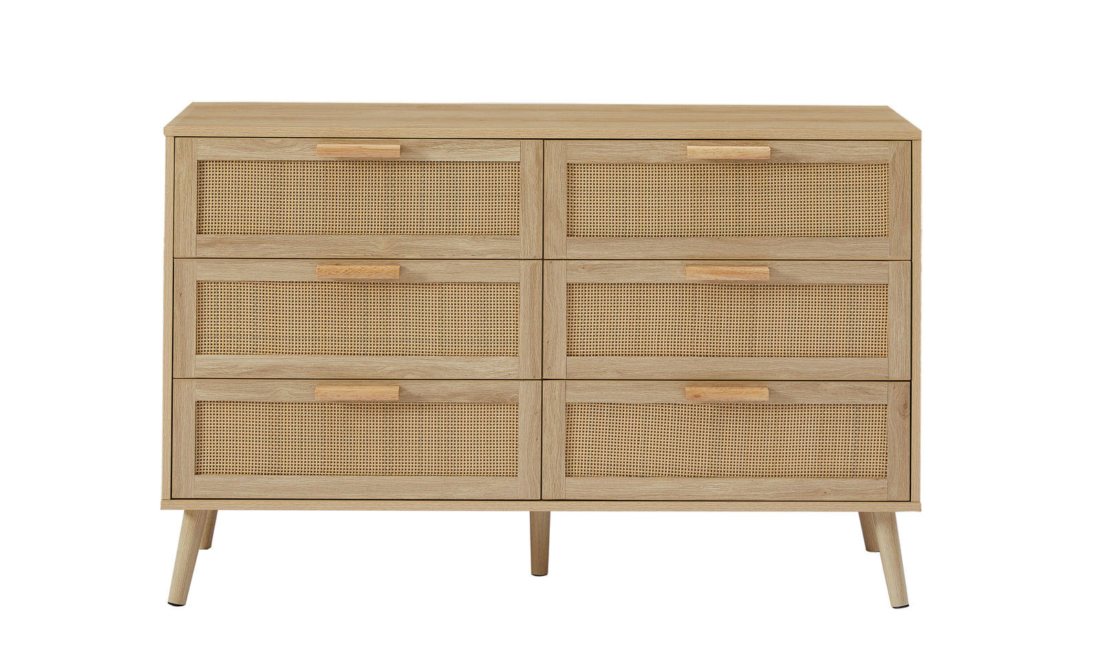 Nøordka Light Sideboard Default 50" Natural Wood Double Dresser with Rattan Drawers