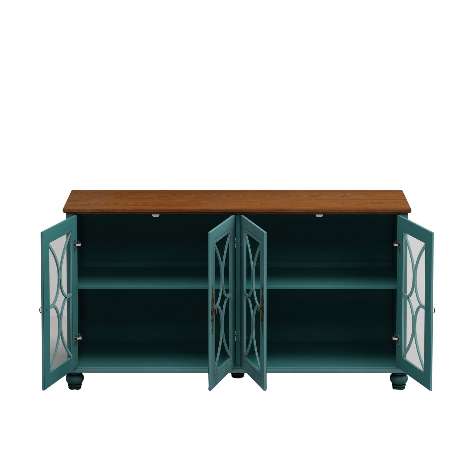 Nøordka Light Sideboard Default 60" Dark Green Elegant Antique 4-Door Cabinet