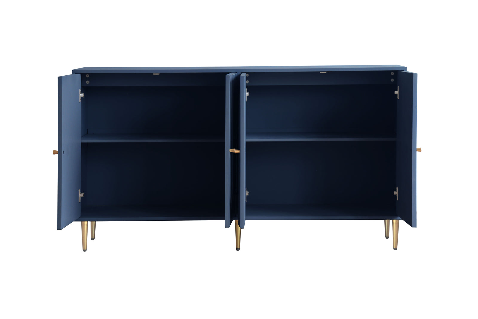 Nøordka Light Sideboard Default 60" Mid Century Modern Blue Lacquered 4 Door Wooden Buffet Cabinet