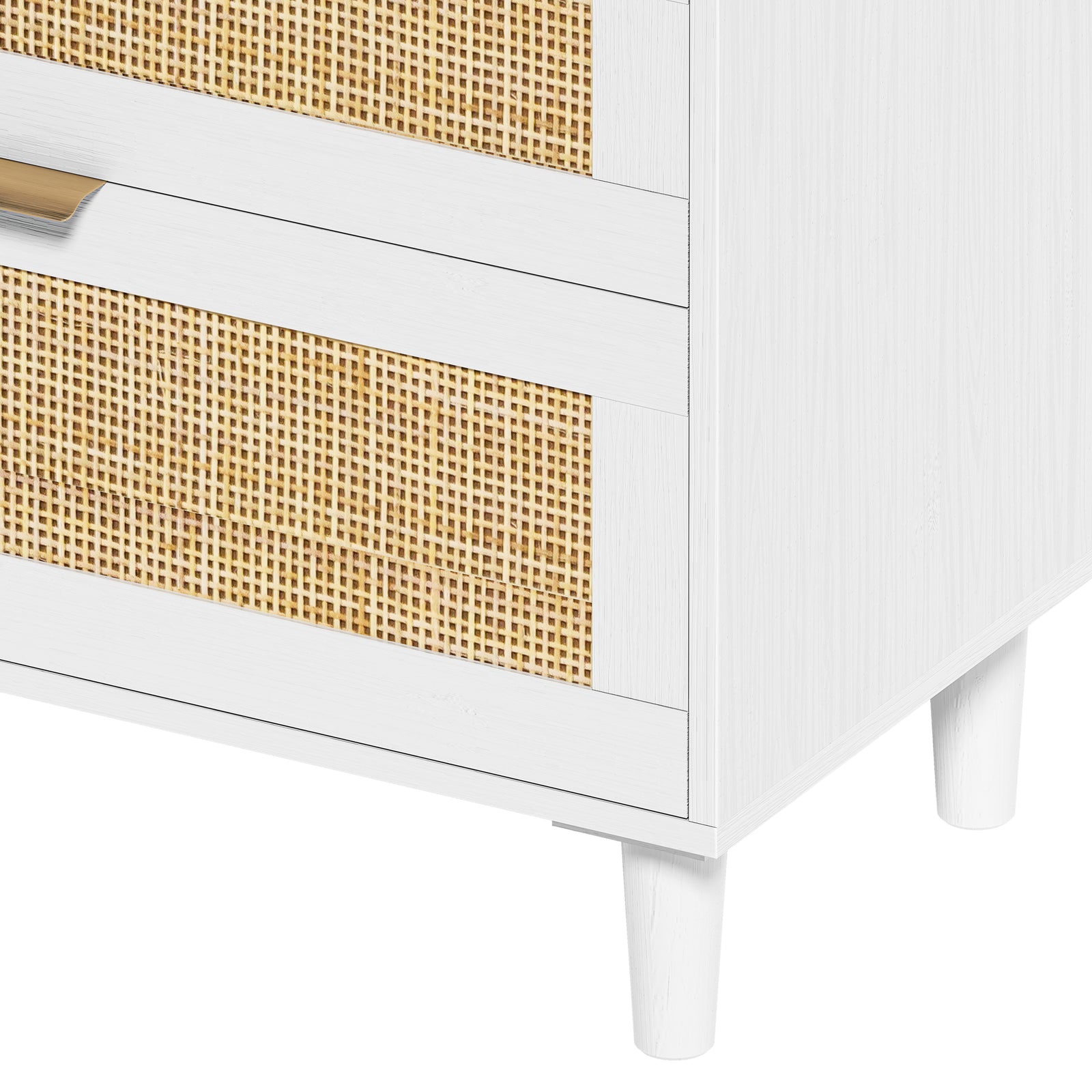 Nøordka Light Sideboard Default 60" Rattan Dresser With Six Drawers with White Accents