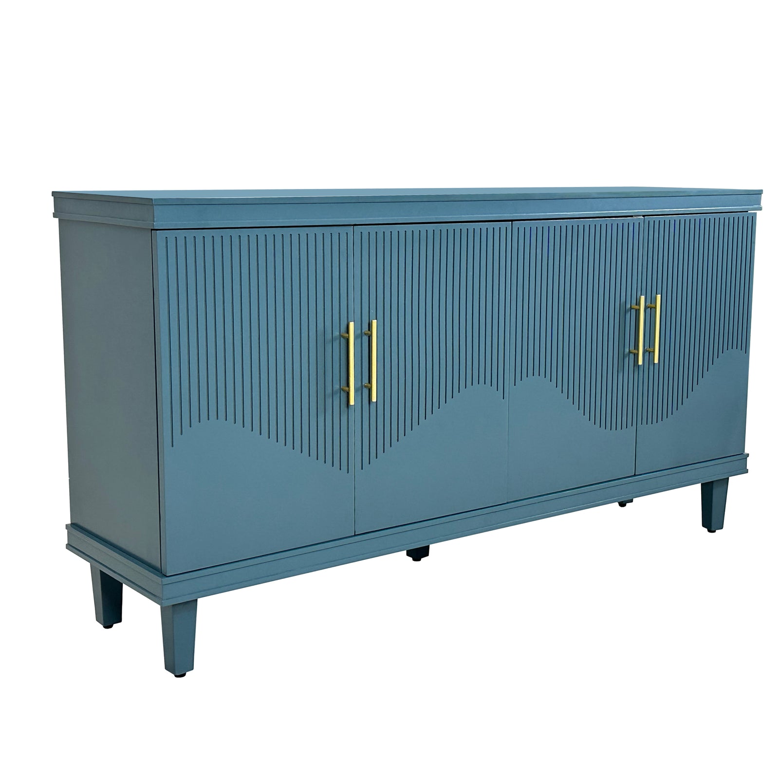Nøordka Light Sideboard Default 60" Rich Blue Solid Wood 4 Door Cabinet
