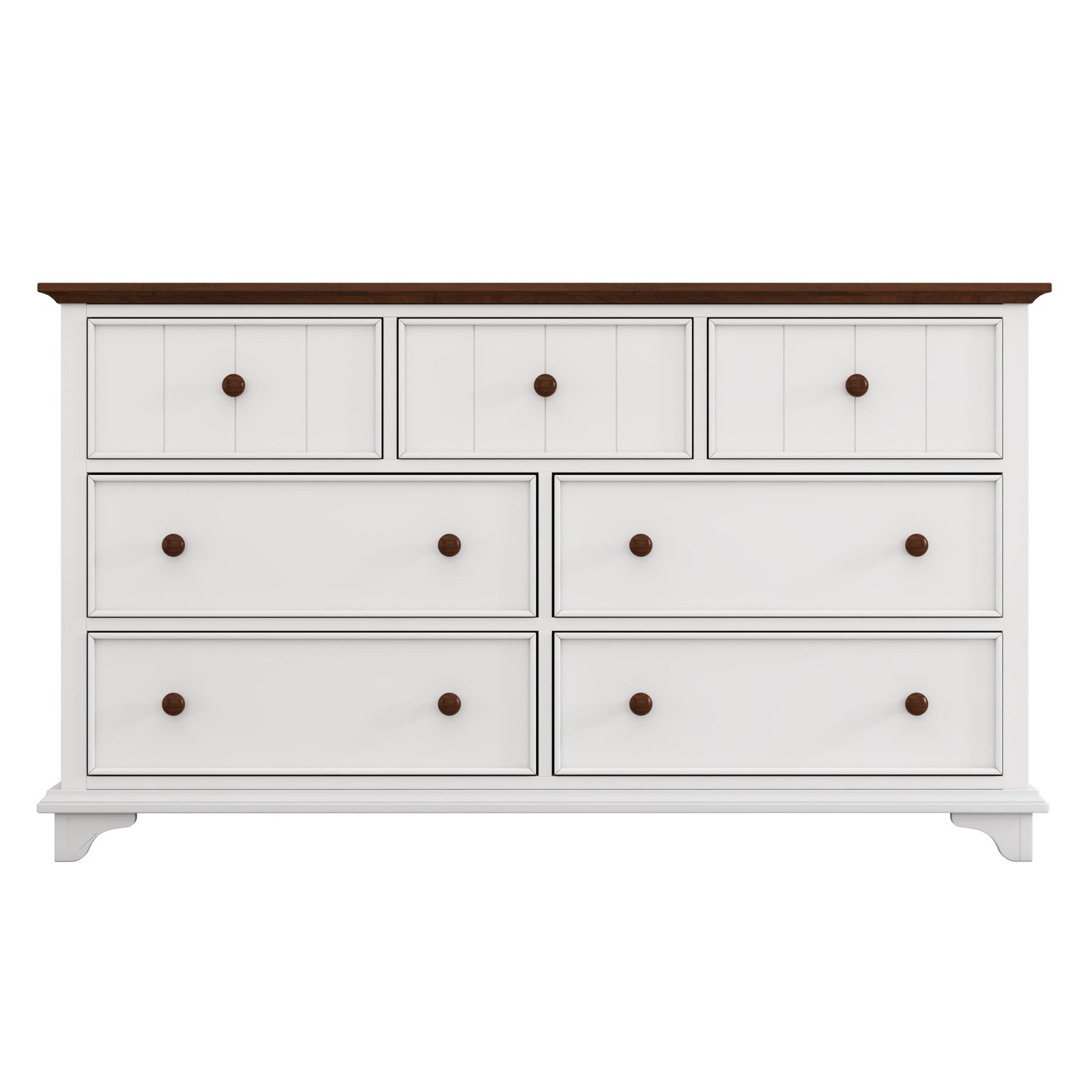 Nøordka Light Sideboard Default 61" White Classic Wooden Seven-Drawer Dresser