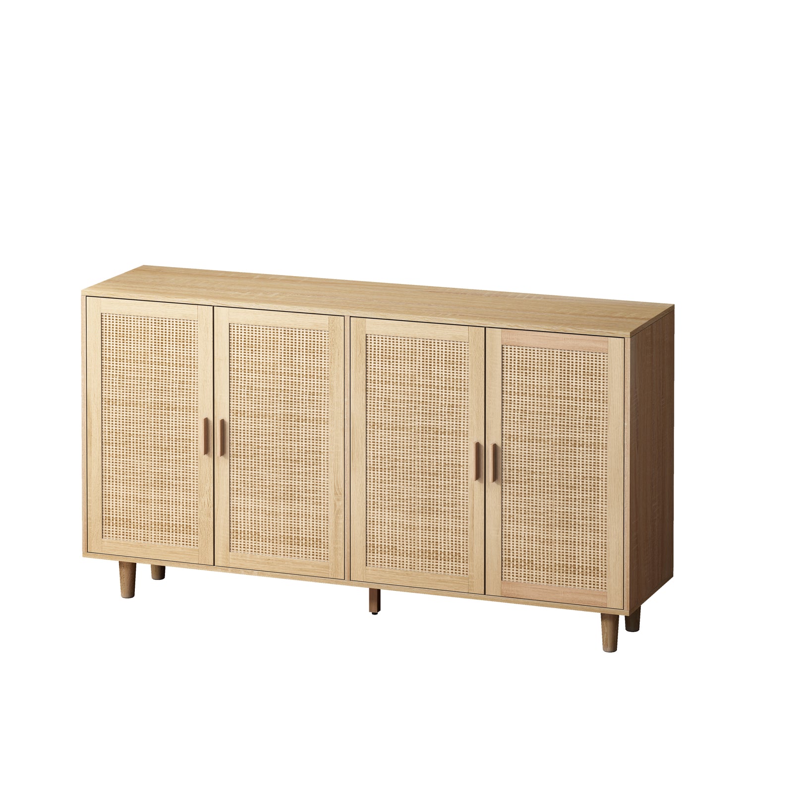 Nøordka Light Sideboard Default 62" Neutral Tone Elegant 4-Door Rattan Cabinet