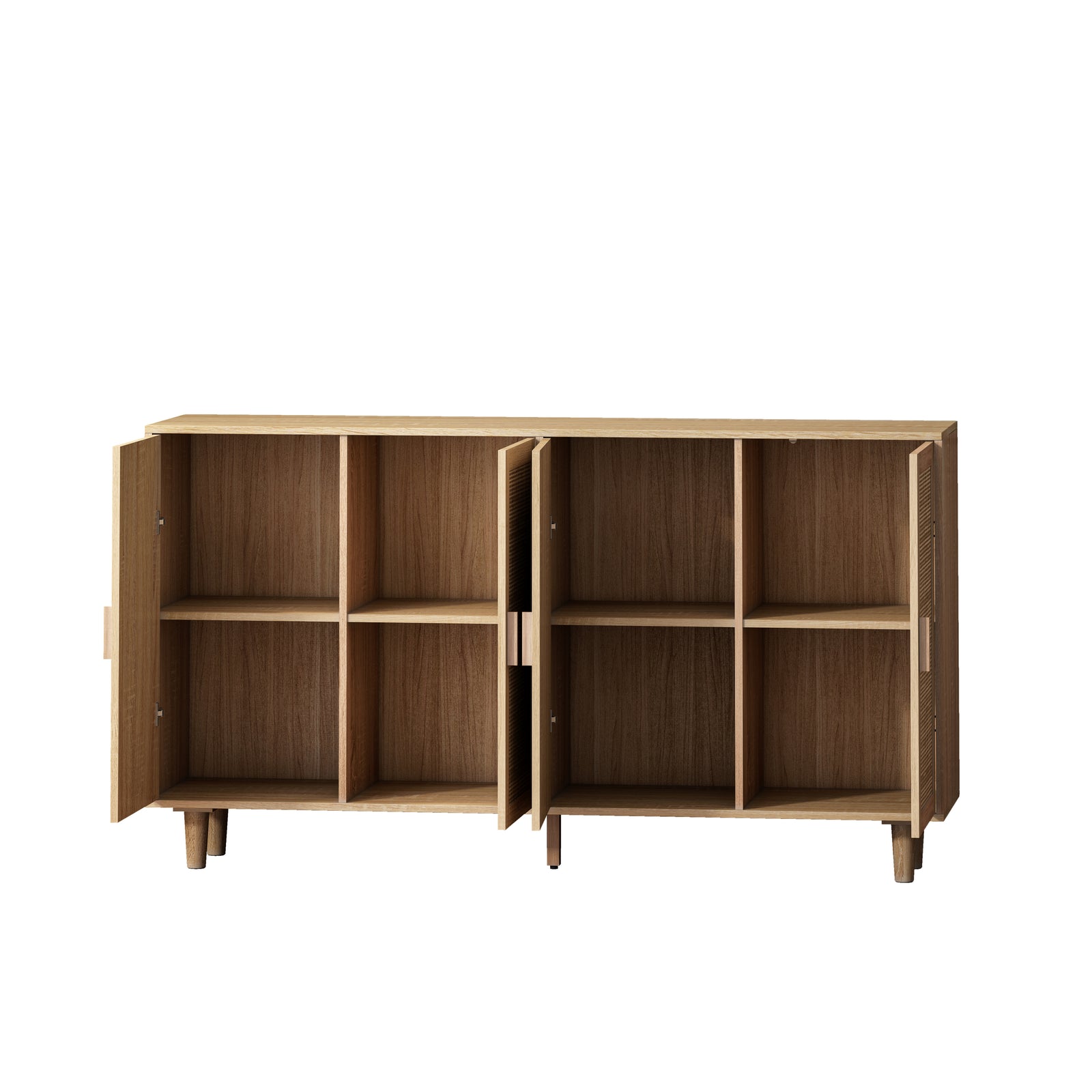 Nøordka Light Sideboard Default 62" Neutral Tone Elegant 4-Door Rattan Cabinet
