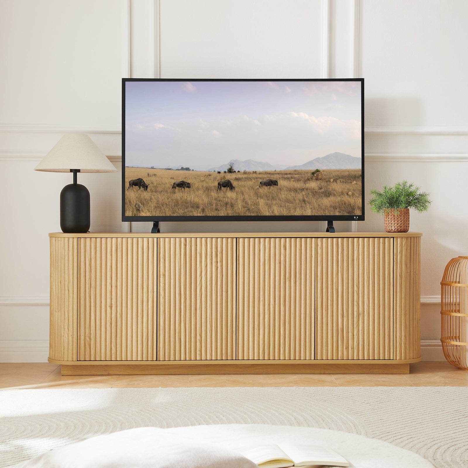 Nøordka Light Sideboard Default 64" Neutral Tone Contemporary Wooden Sideboard & TV Stand