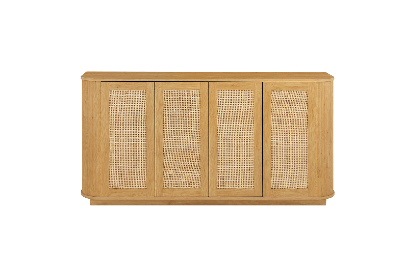 Nøordka Light Sideboard Default 64" Wave Shaped TV Stand & Entertainment Center with Rattan Doors