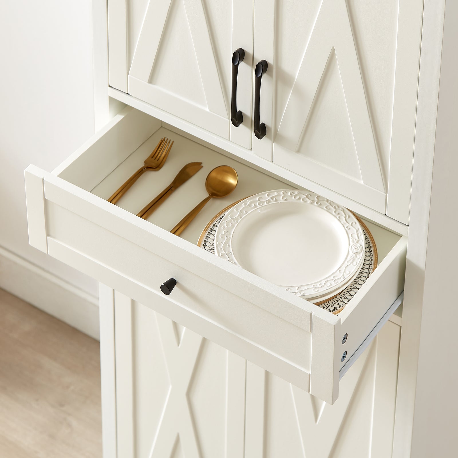 Nøordka Light Sideboard Default 68" White Tall Sideboard Cabinet With Storage