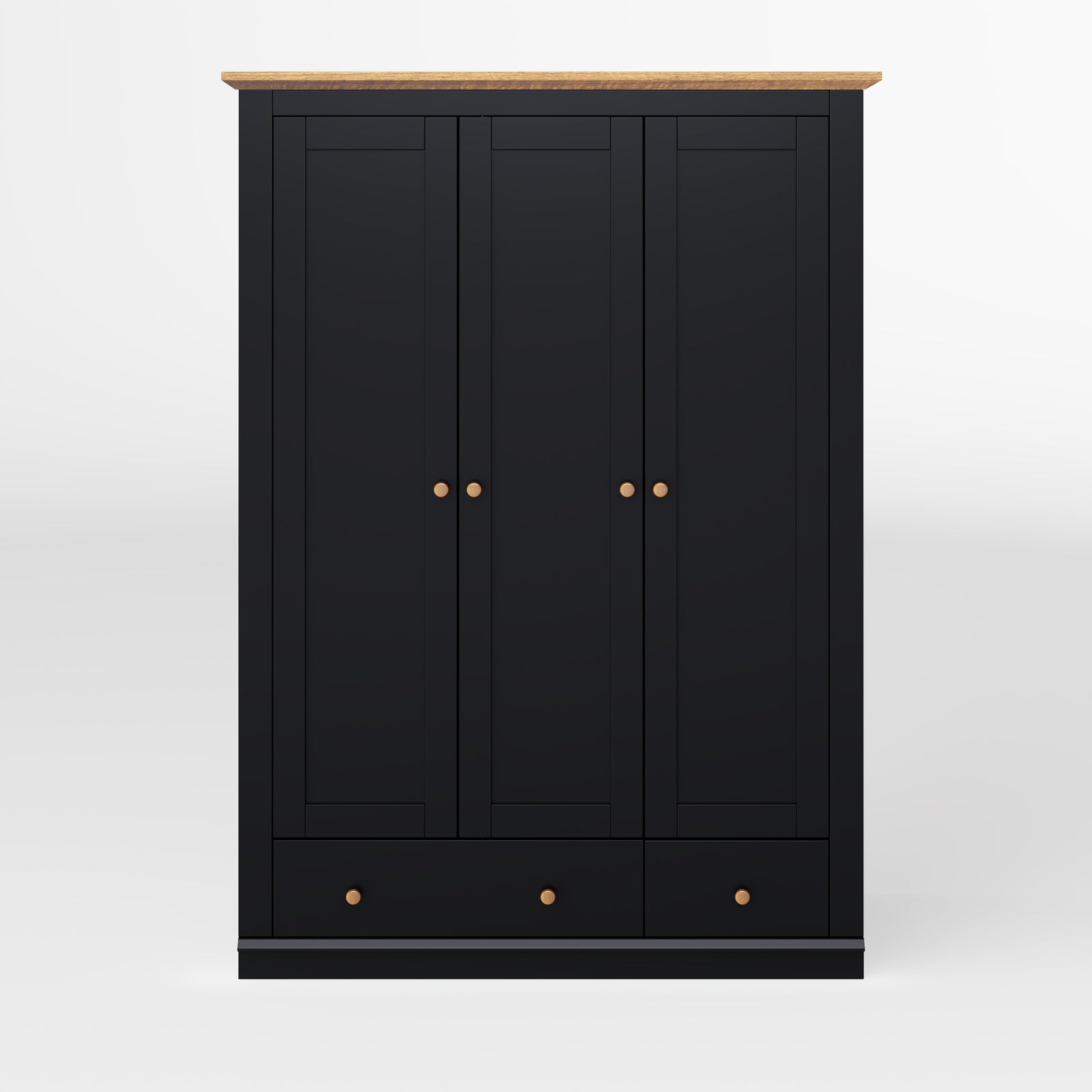 Nøordka Light Sideboard Default 70" Black Mid Century Modern Wood 3 Door Armoire Wardrobe Closet