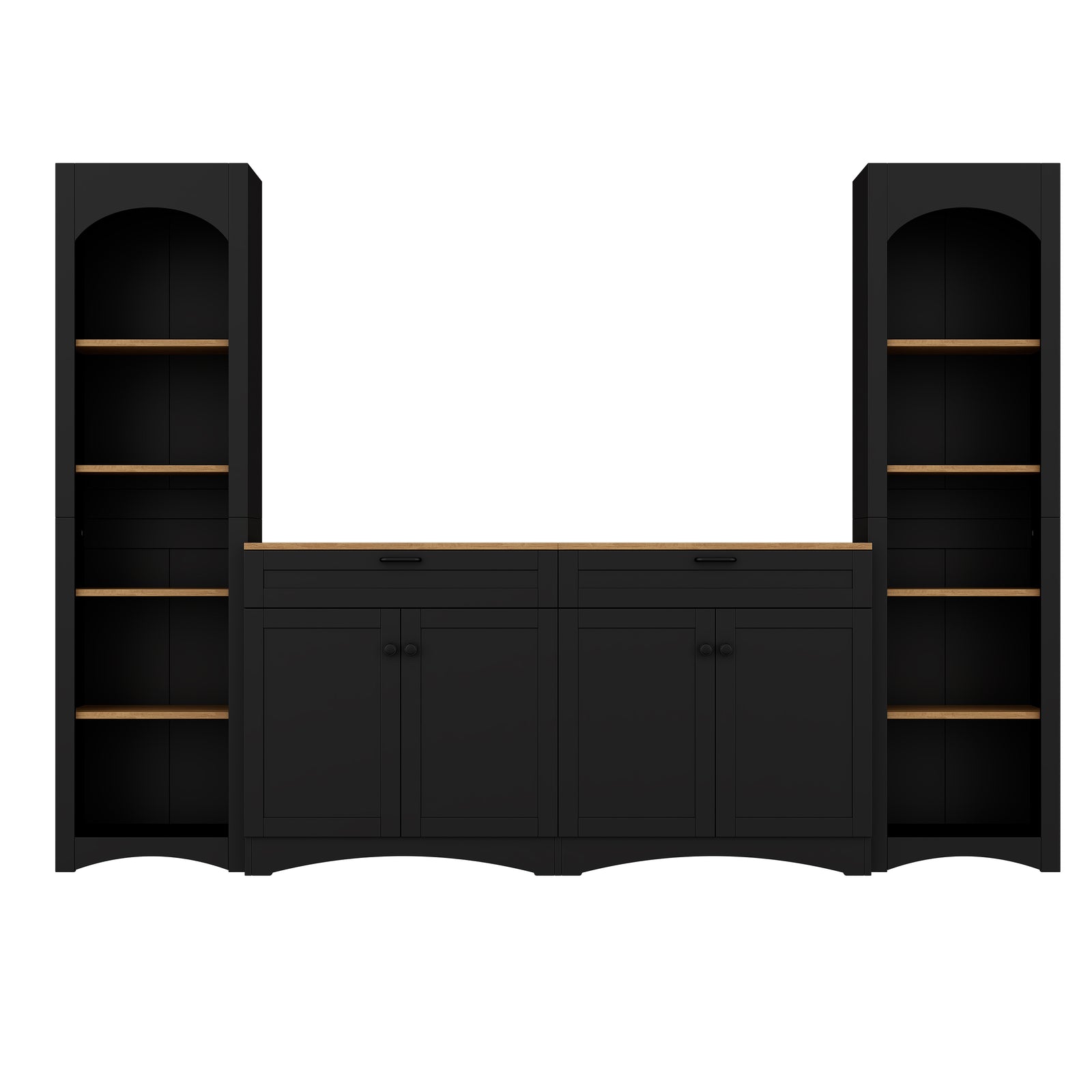 Nøordka Light TV Stand Default 3-Piece Black Farmhouse Style Entertainment Center for TVs Up to 70"
