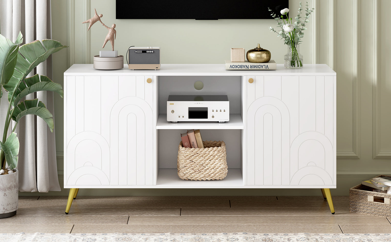 Nøordka Light TV Stand Default 50" Gray Mid Century Modern TV Stand for TVs up to 55"