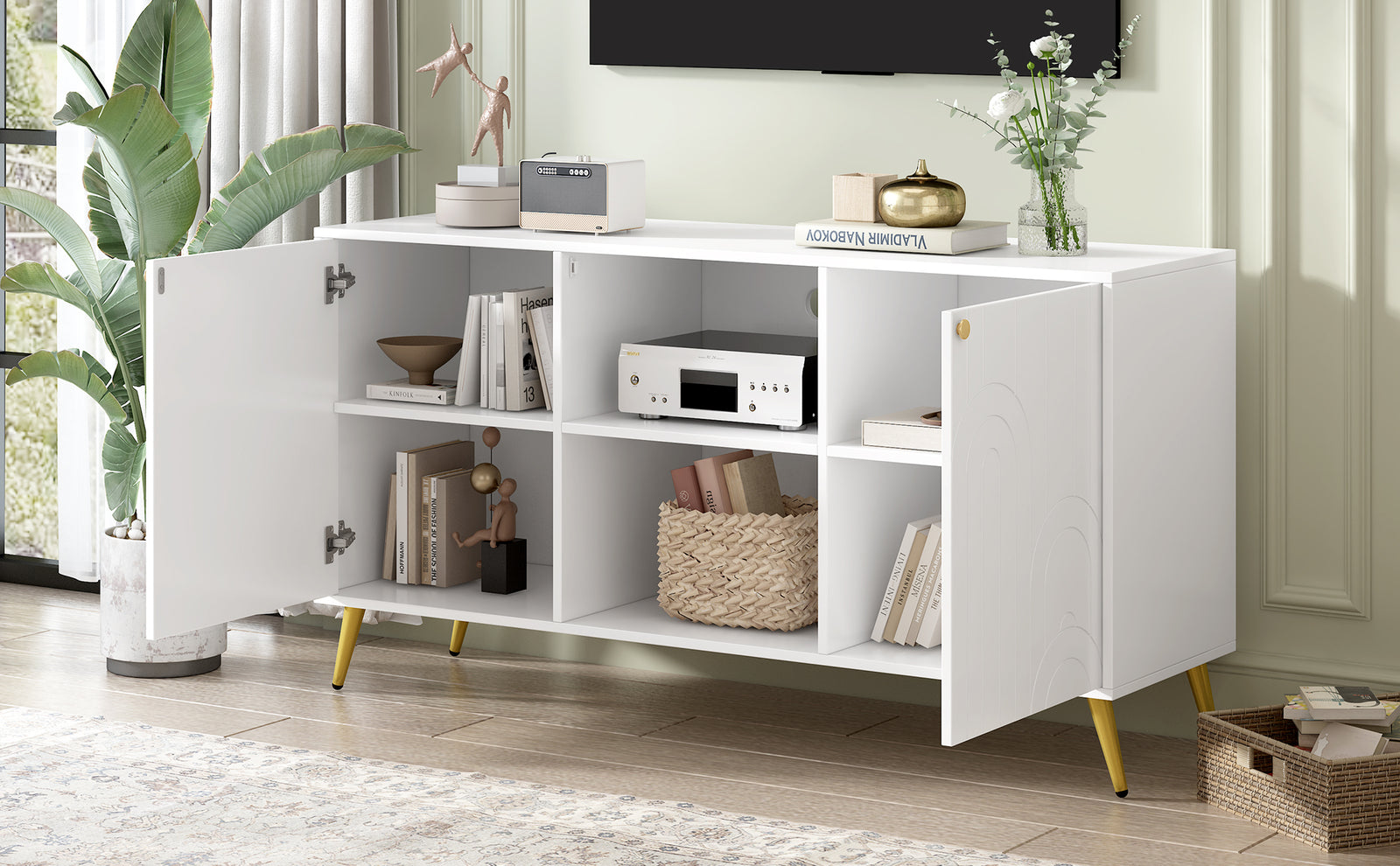 Nøordka Light TV Stand Default 50" Gray Mid Century Modern TV Stand for TVs up to 55"