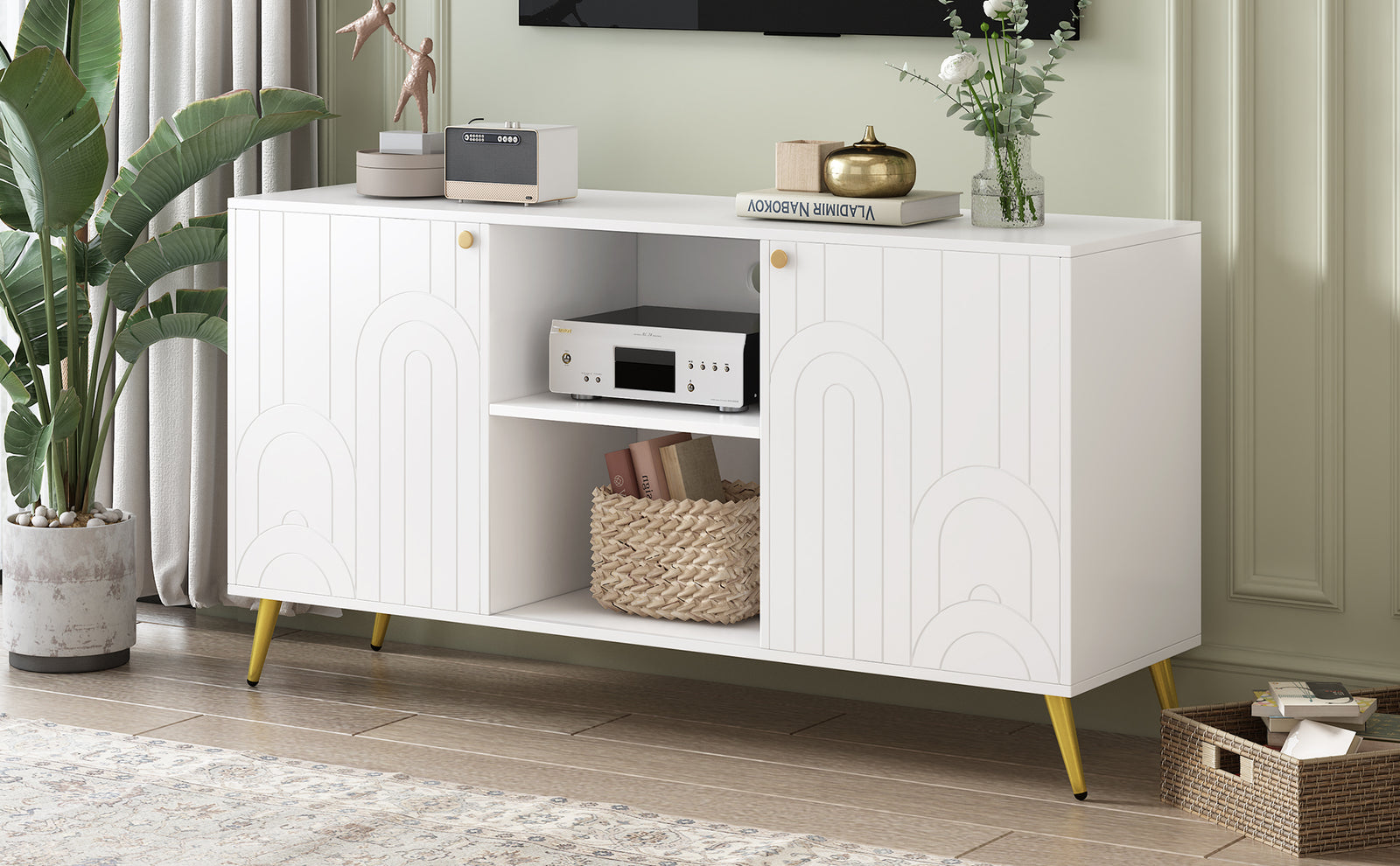 Nøordka Light TV Stand Default 50" Gray Mid Century Modern TV Stand for TVs up to 55"