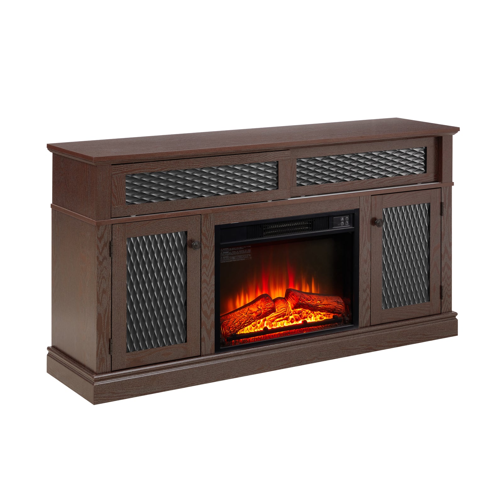 Nøordka Light TV Stand Default 60" Dark Cherry Embossed TV Stand With 23" Fireplace Insert fro TVs up to 65"