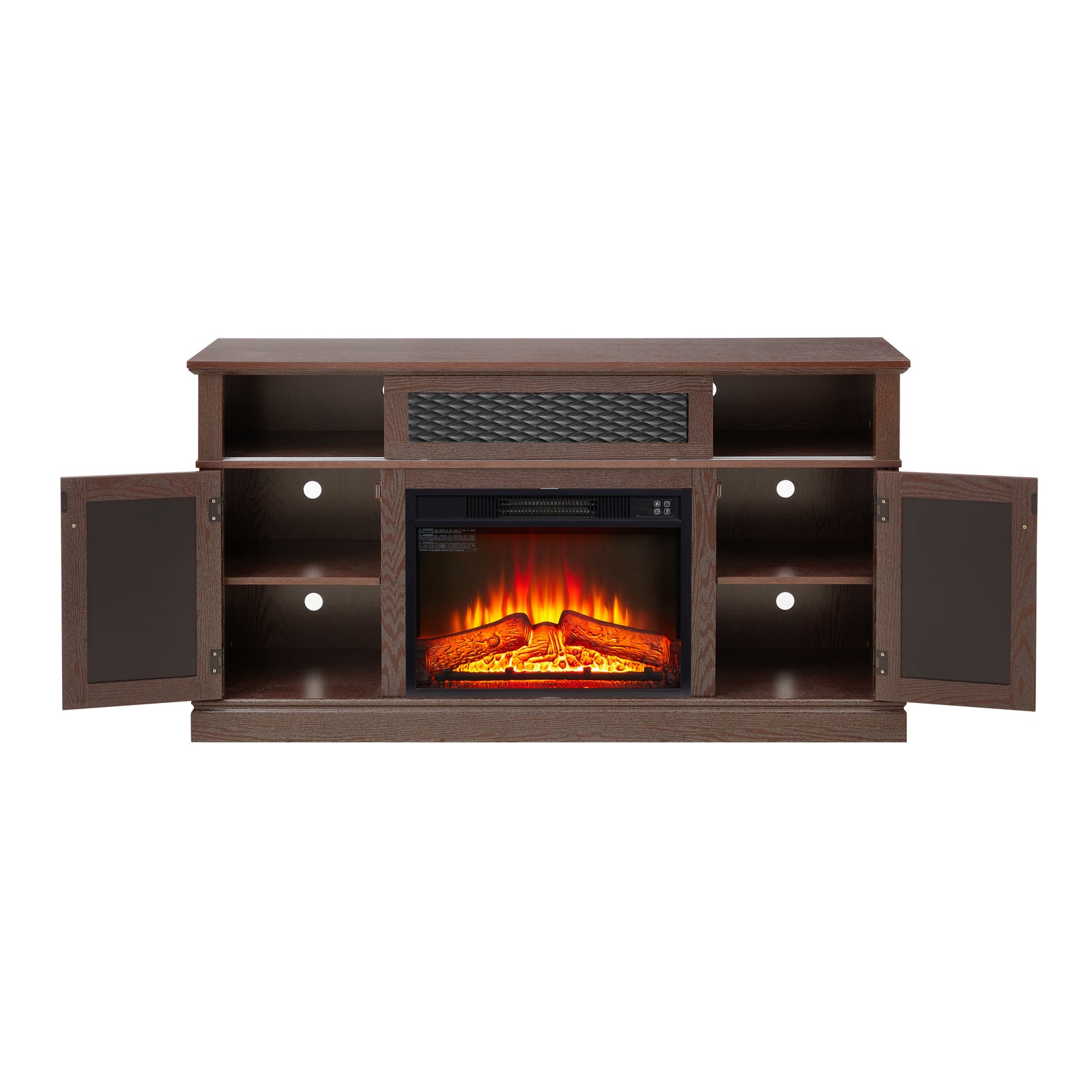 Nøordka Light TV Stand Default 60" Dark Cherry Embossed TV Stand With 23" Fireplace Insert fro TVs up to 65"