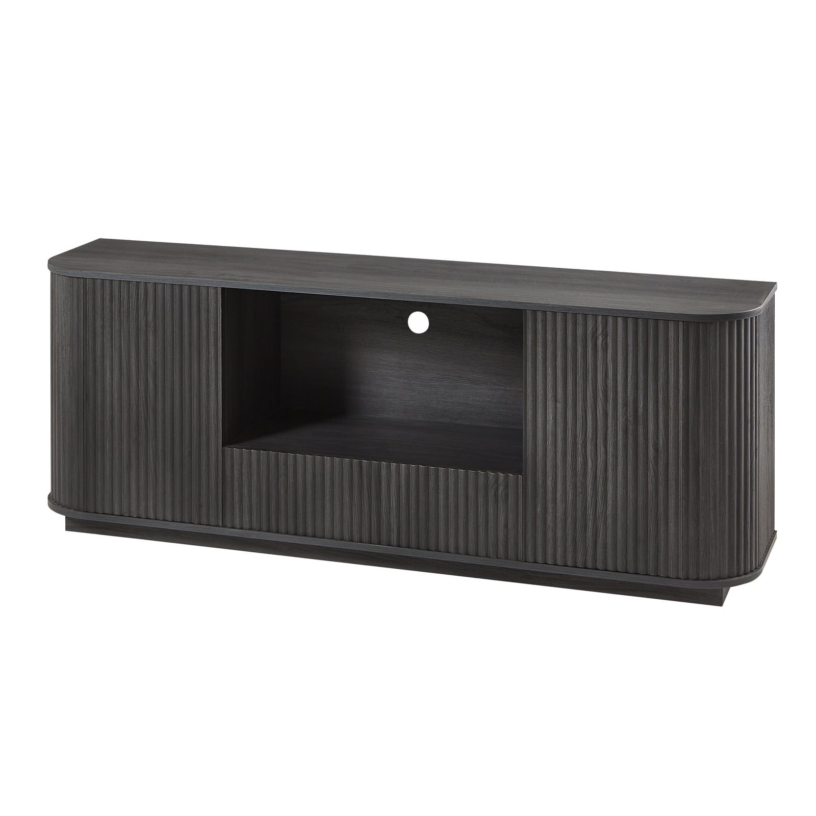 Nøordka Light TV Stand Default 64" Black Mid Century Modern Wavy TV Stand & Entertainment Center with Storage