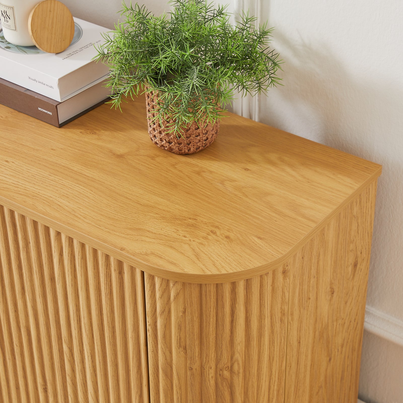 Nøordka Light TV Stand Default 64" Natural Finish Modern Wavy TV Stand with Storage Space