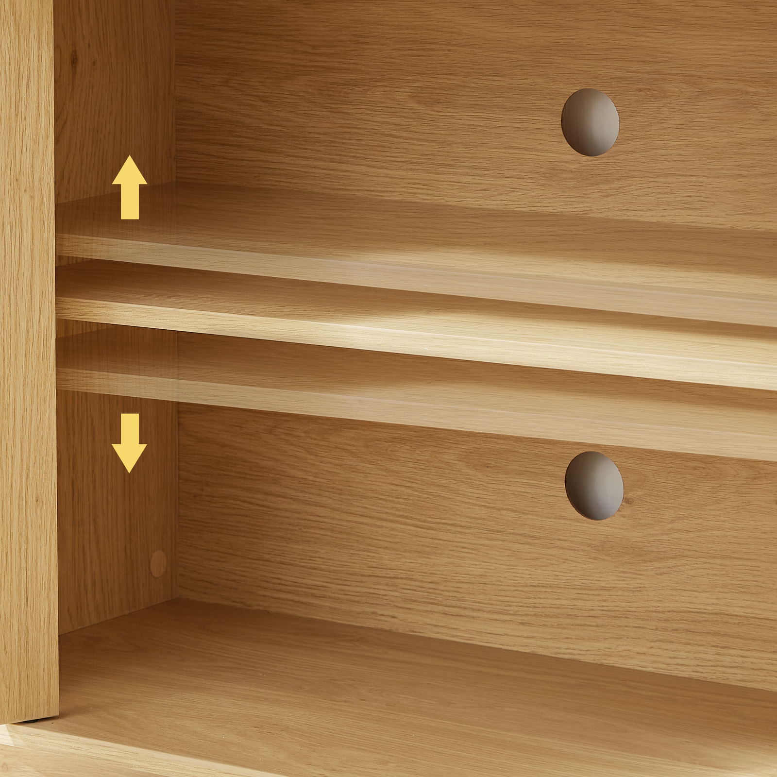 Nøordka Light TV Stand Default 64" Wave Shaped Wood TV Stand with Storage Cabinet & Rattan Doors