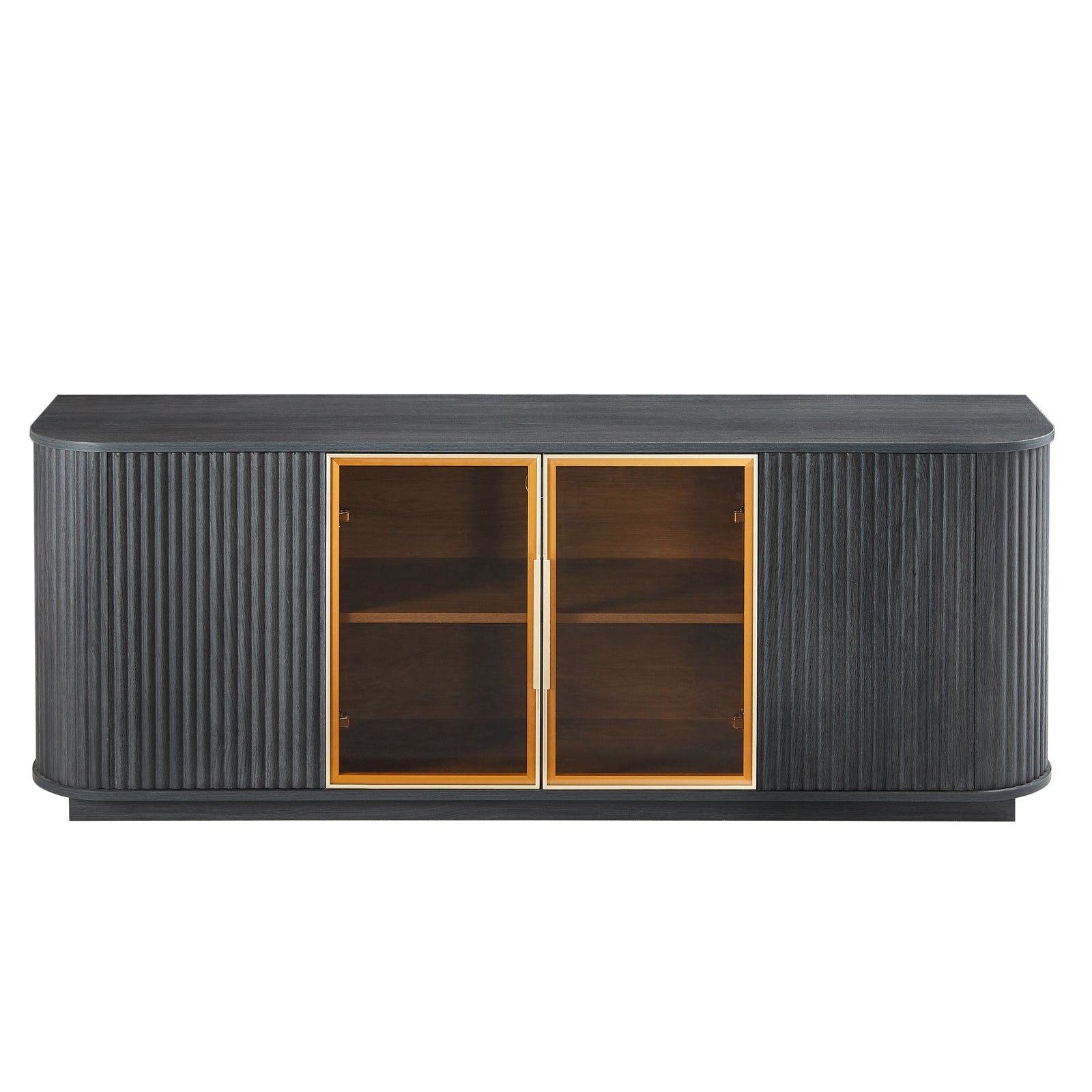 Nøordka Light TV Stand Default 64" Wavy Wooden TV Cabinet & Entertainment Center with Glass Doors