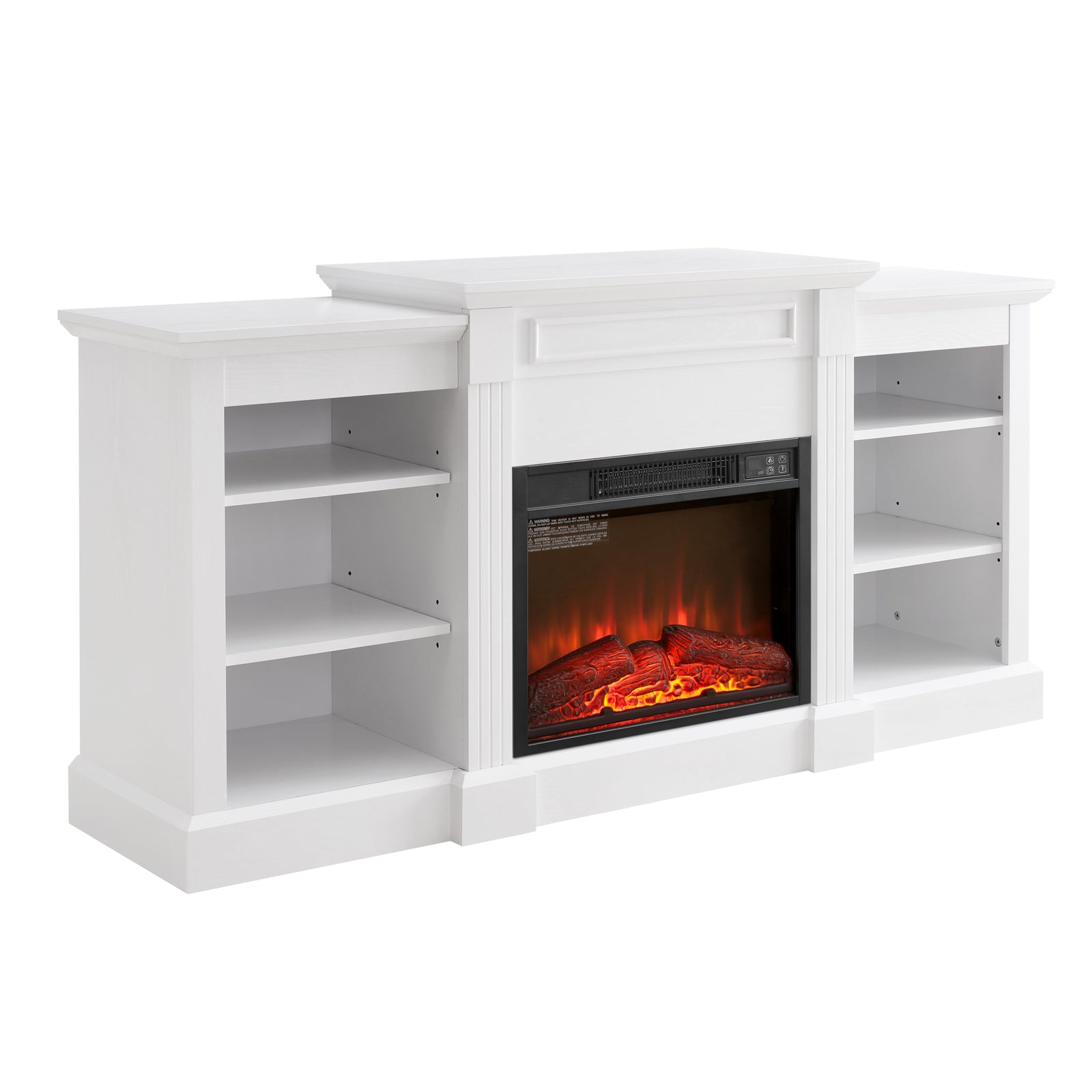 Nøordka Light TV Stand Default 65" White Media Console Table & 23 Inch Fireplace Insert for TV Up to 70 Inches