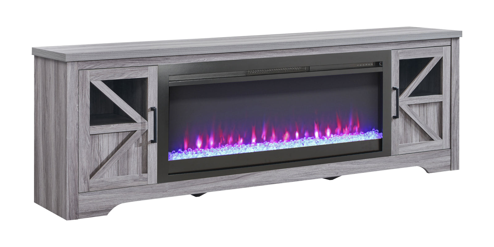 Nøordka Light TV Stand Default 75" Gray Fireplace TV Stand for TVs Up to 80" with 44" Integrated Electric Fireplace