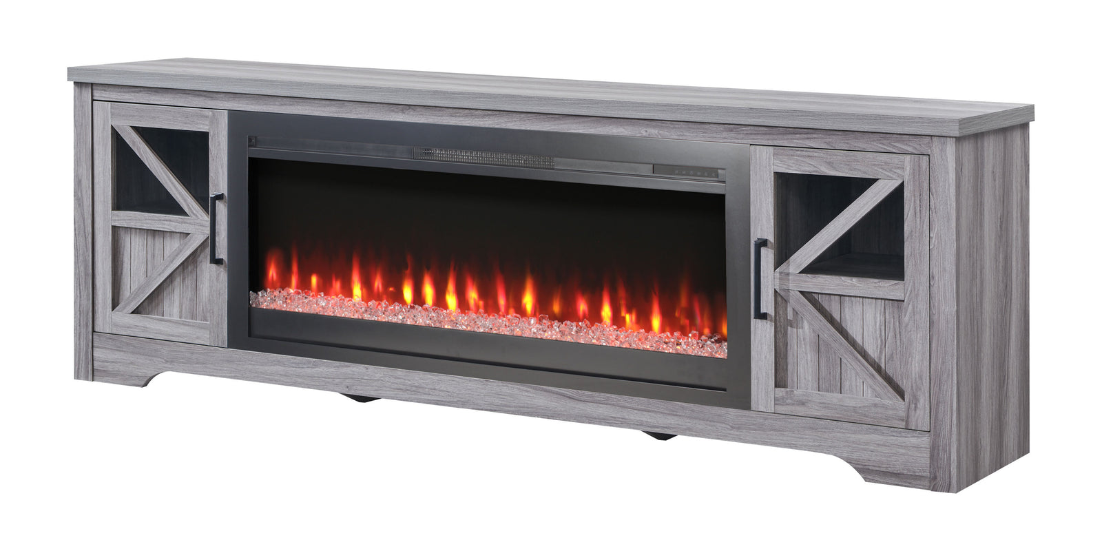 Nøordka Light TV Stand Default 75" Gray Fireplace TV Stand for TVs Up to 80" with 44" Integrated Electric Fireplace