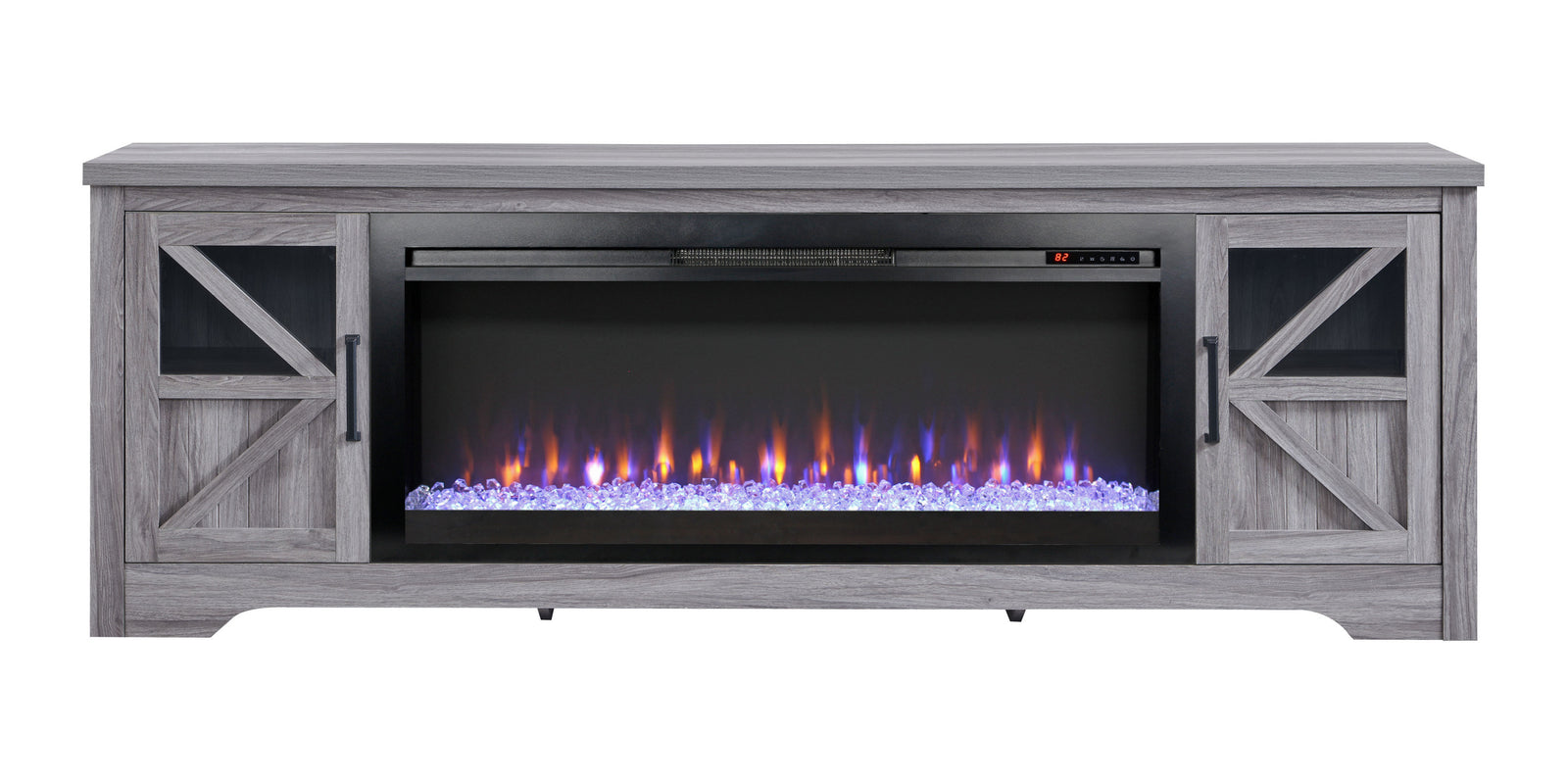 Nøordka Light TV Stand Default 75" Gray Fireplace TV Stand for TVs Up to 80" with 44" Integrated Electric Fireplace