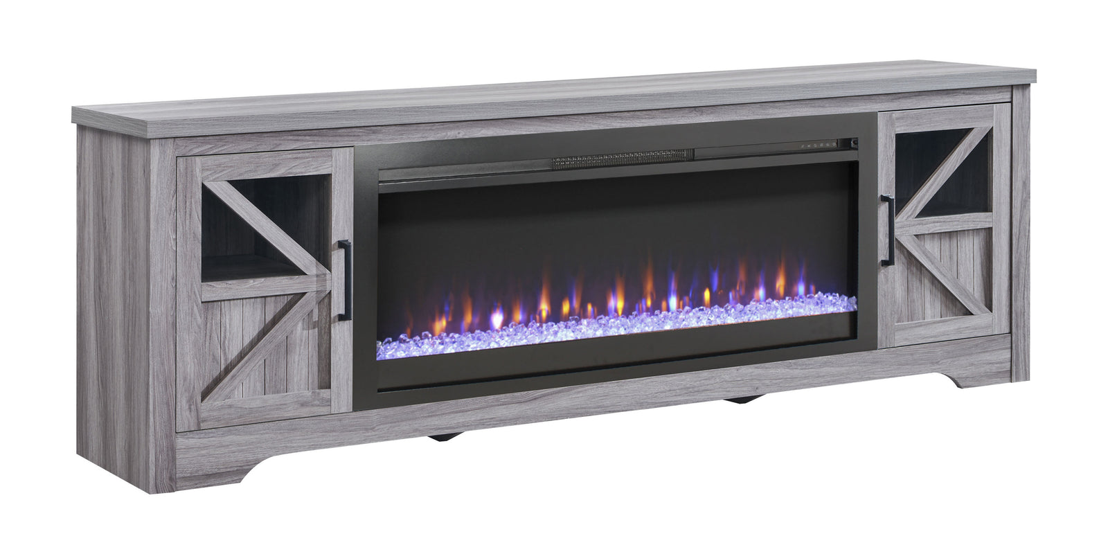 Nøordka Light TV Stand Default 75" Gray Fireplace TV Stand for TVs Up to 80" with 44" Integrated Electric Fireplace