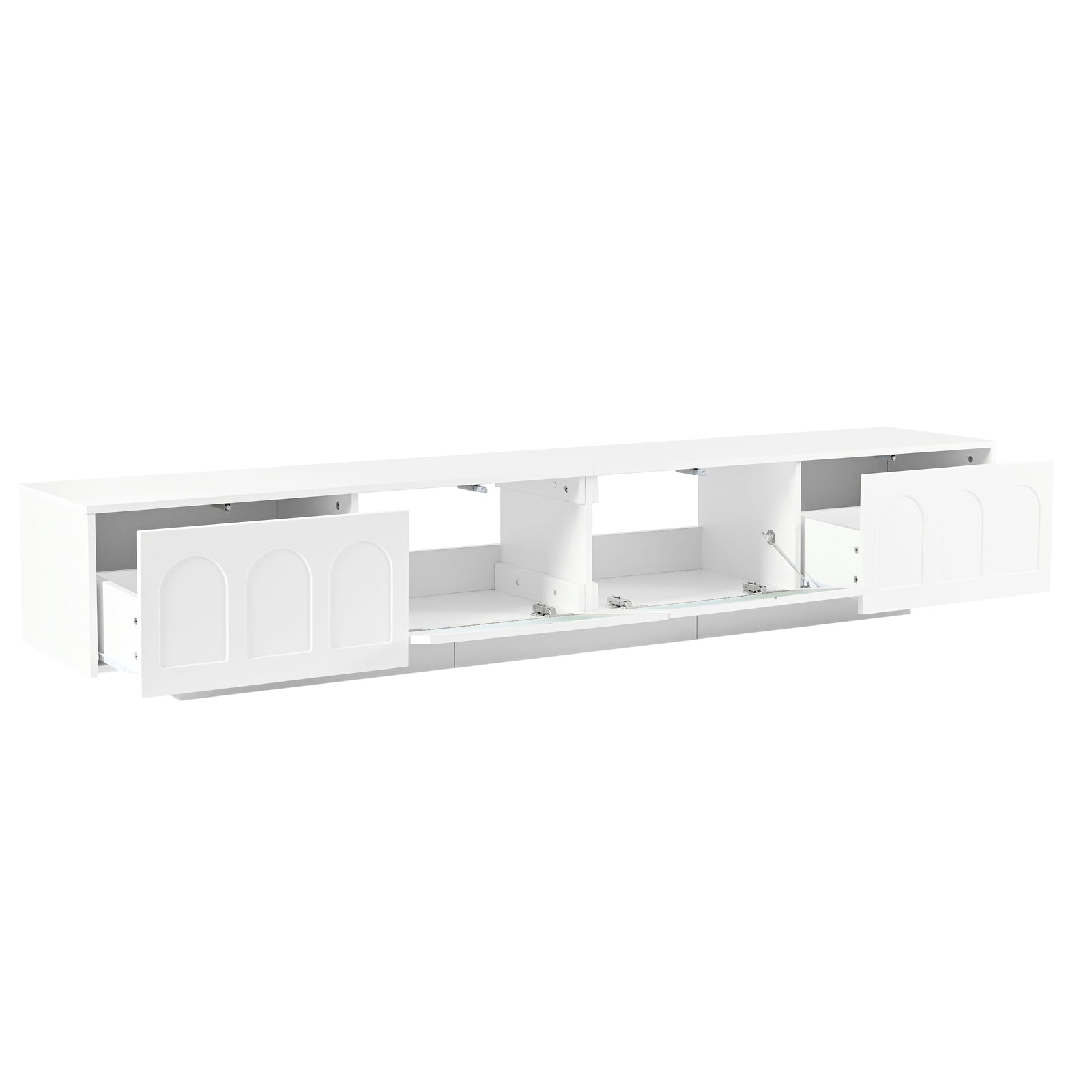 Nøordka Light TV Stand Default 90" White TV Stand with LED & Fluted Glass for TVs Up to 95"