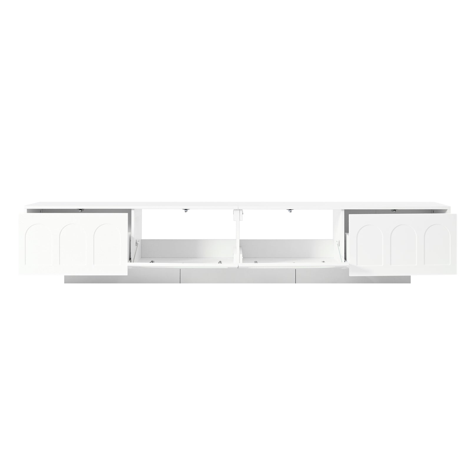 Nøordka Light TV Stand Default 90" White TV Stand with LED & Fluted Glass for TVs Up to 95"