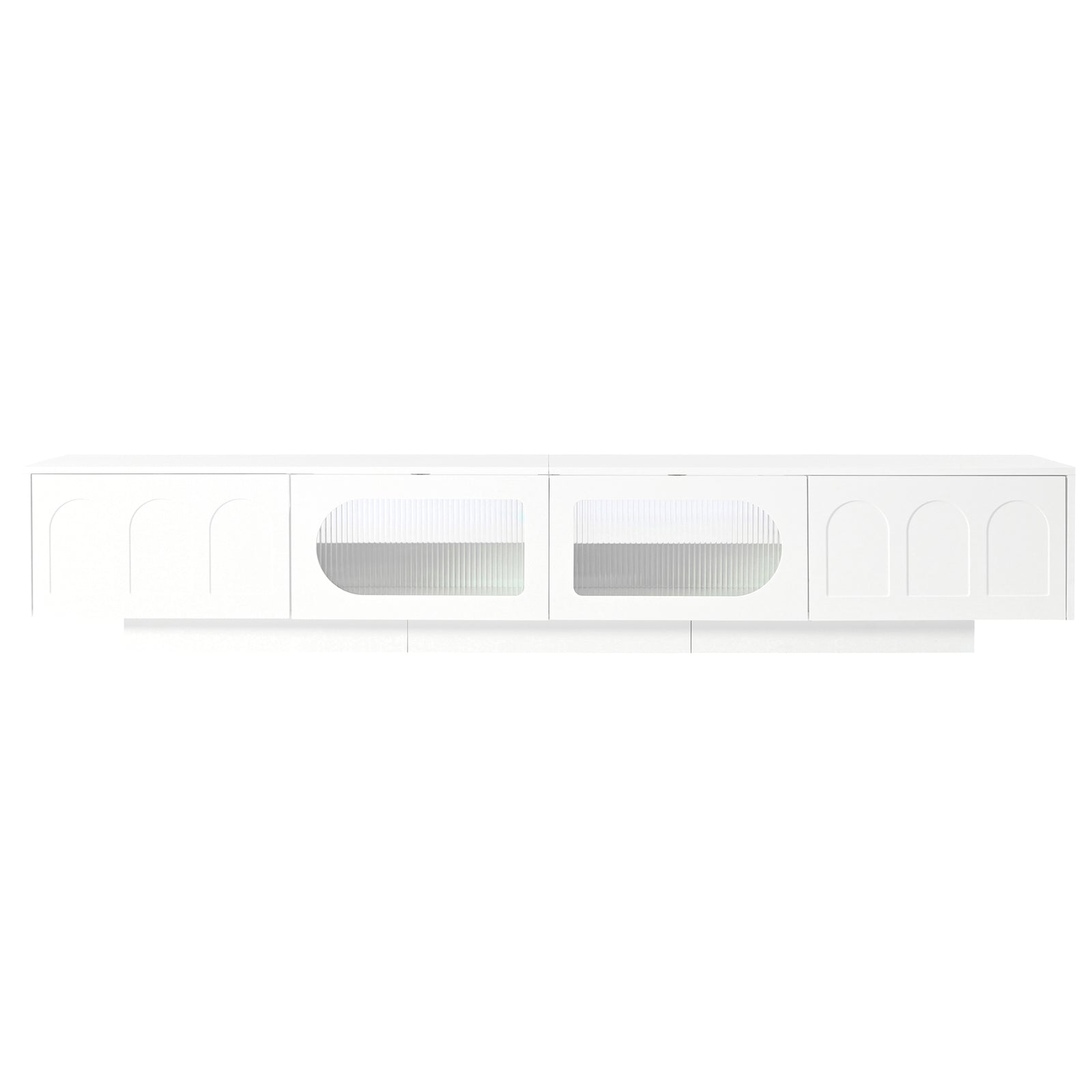 Nøordka Light TV Stand Default 90" White TV Stand with LED & Fluted Glass for TVs Up to 95"