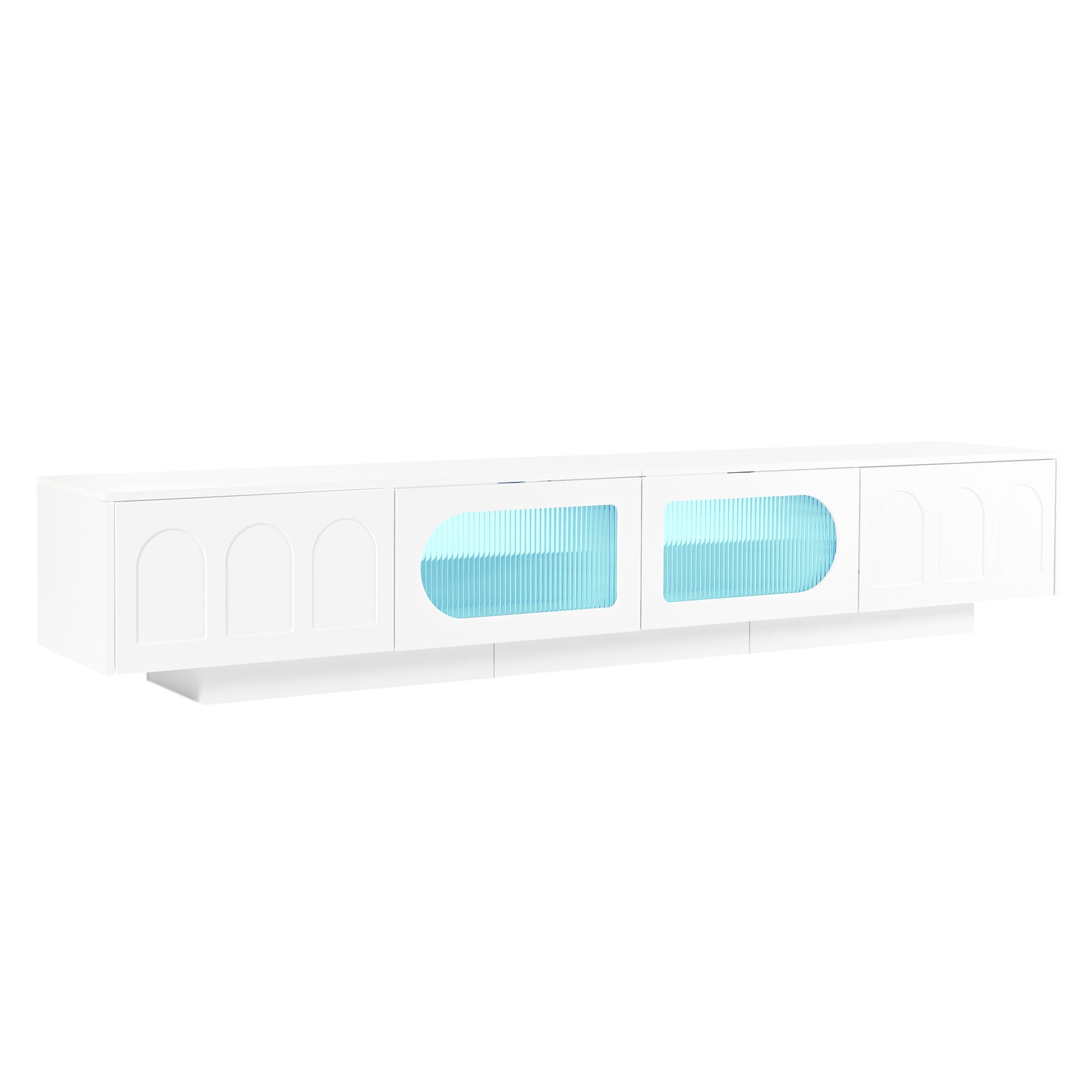 Nøordka Light TV Stand Default 90" White TV Stand with LED & Fluted Glass for TVs Up to 95"