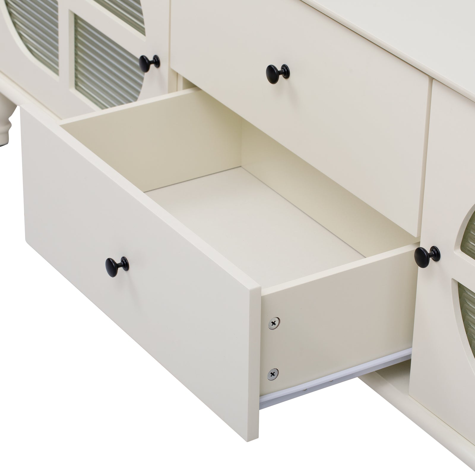 Nøordka Light TV Stand Default Antique White Mid Century Modern TV Stand for TVs Up to 75" with Fluted Glass Doors