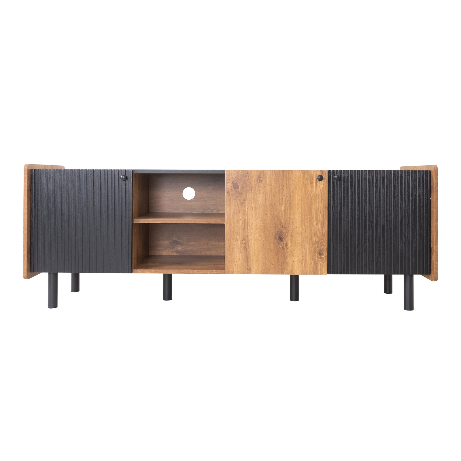 Nøordka Light TV Stand Default Black & Brown Mid Century Modern TV Stand for TVs up to 70 Inch