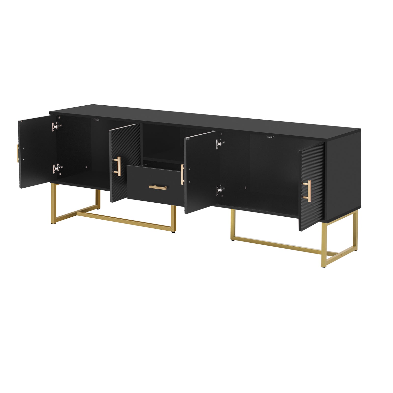 Nøordka Light TV Stand Default Black Mid Century Modern TV Stand & Entertainment Center for TVs Up to 70" with Gold Accents