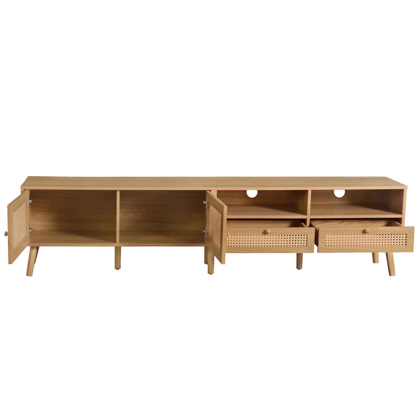 Nøordka Light TV Stand Default Natural Wood Boho TV Stand & Media Console for TVs up to 85"