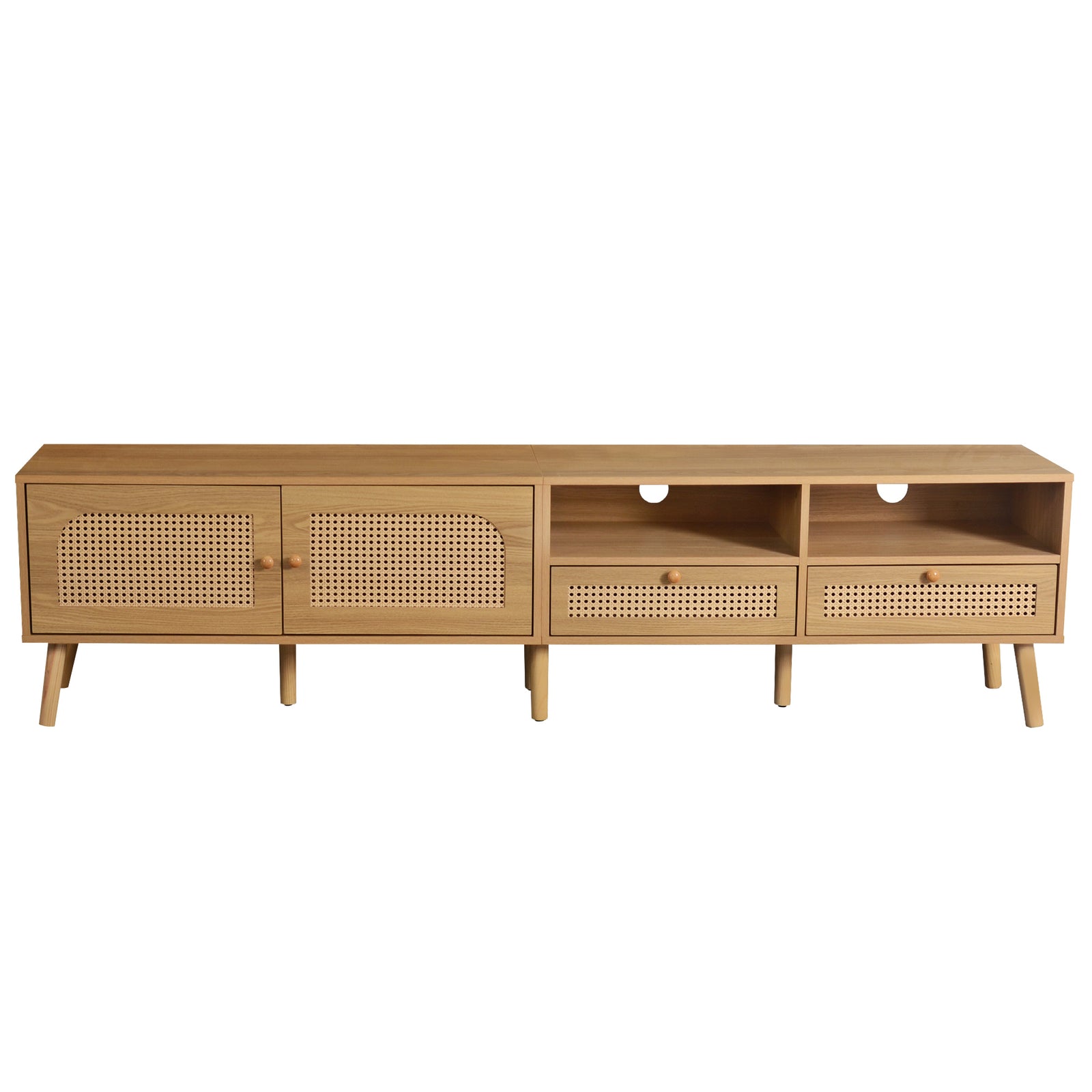 Nøordka Light TV Stand Default Natural Wood Boho TV Stand & Media Console for TVs up to 85"