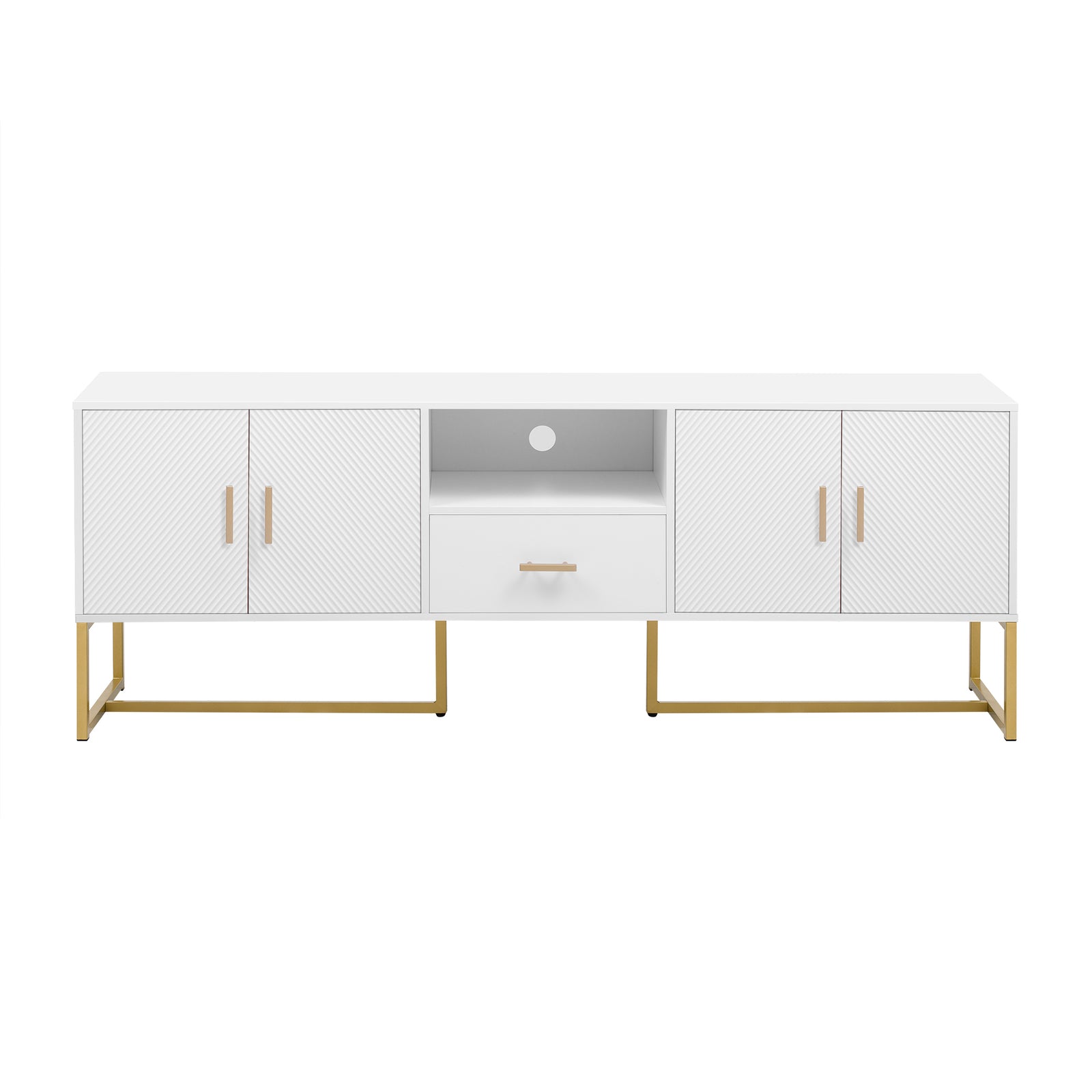 Nøordka Light TV Stand Default White Mid Century Modern TV Stand for TVs Up to 70" with Metal Base