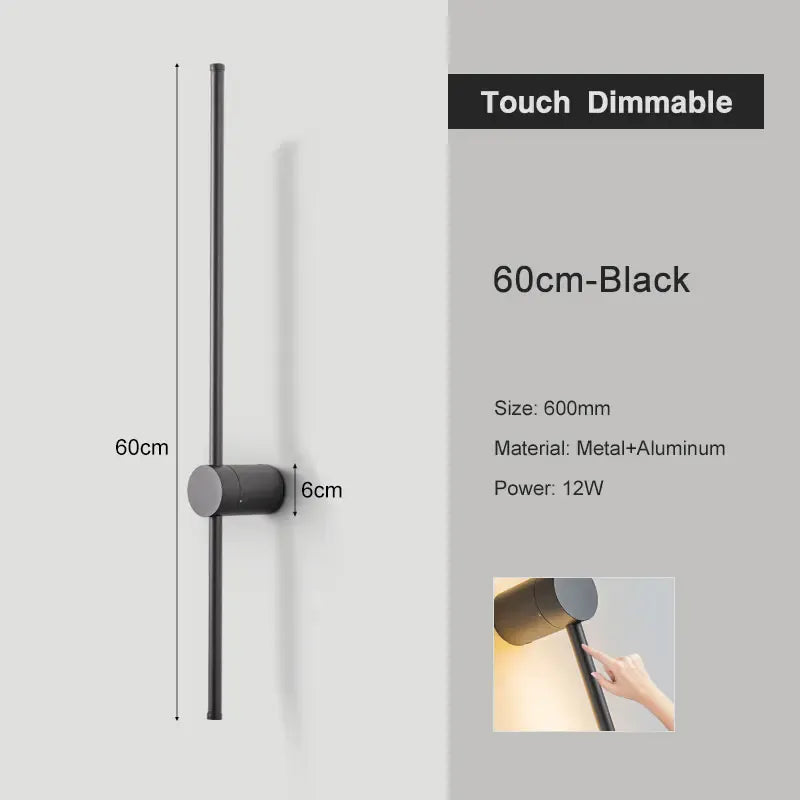 Nøordka Light Wall Light Fixtures A – 31.5" / Neutral Light Sleek Black Wall Light with Touch Switch & 360° Rotating Design